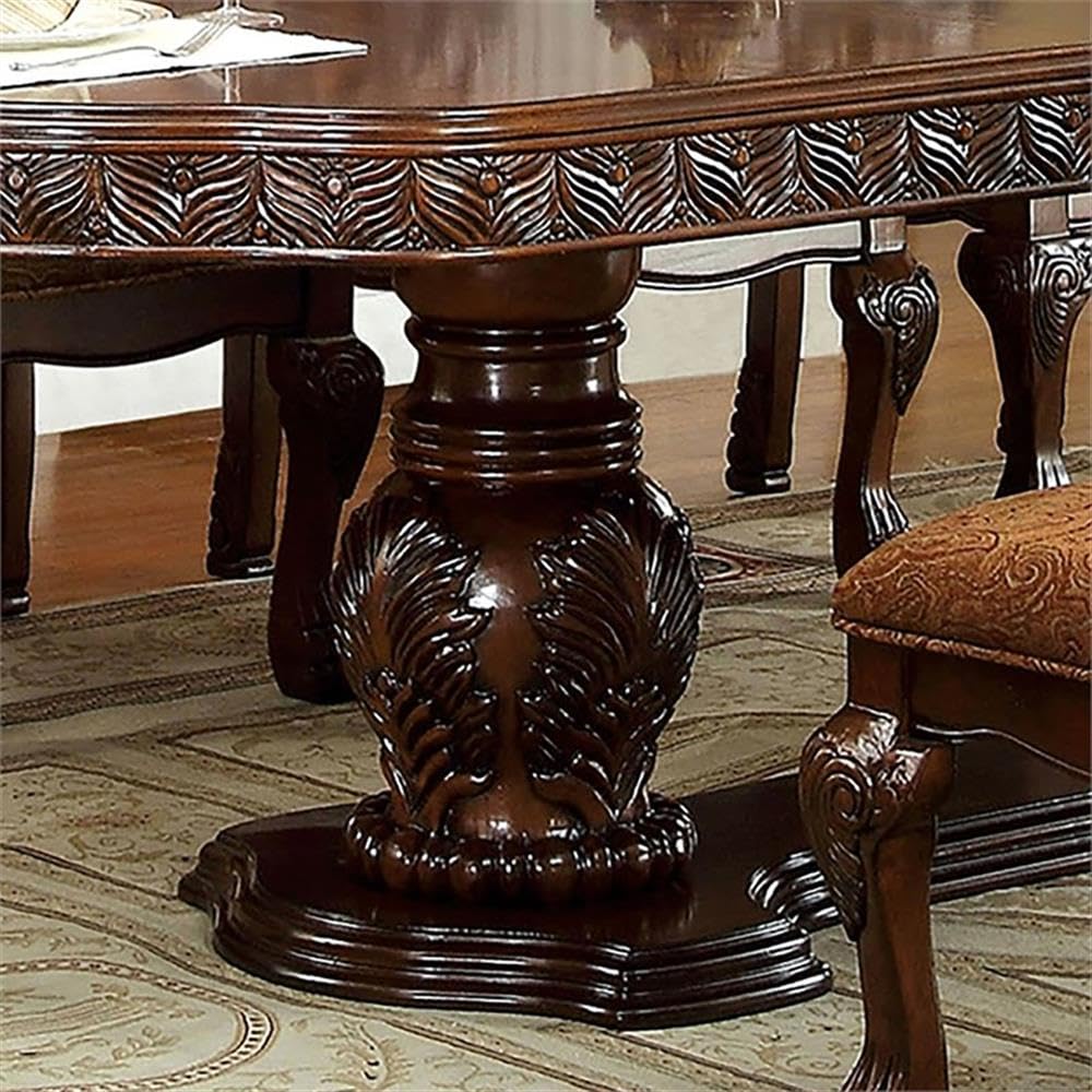 Furniture of America Madison Traditional Cherry Wood Extendable Dining Table - Perfect for Family Gatherings & Dinner Parties