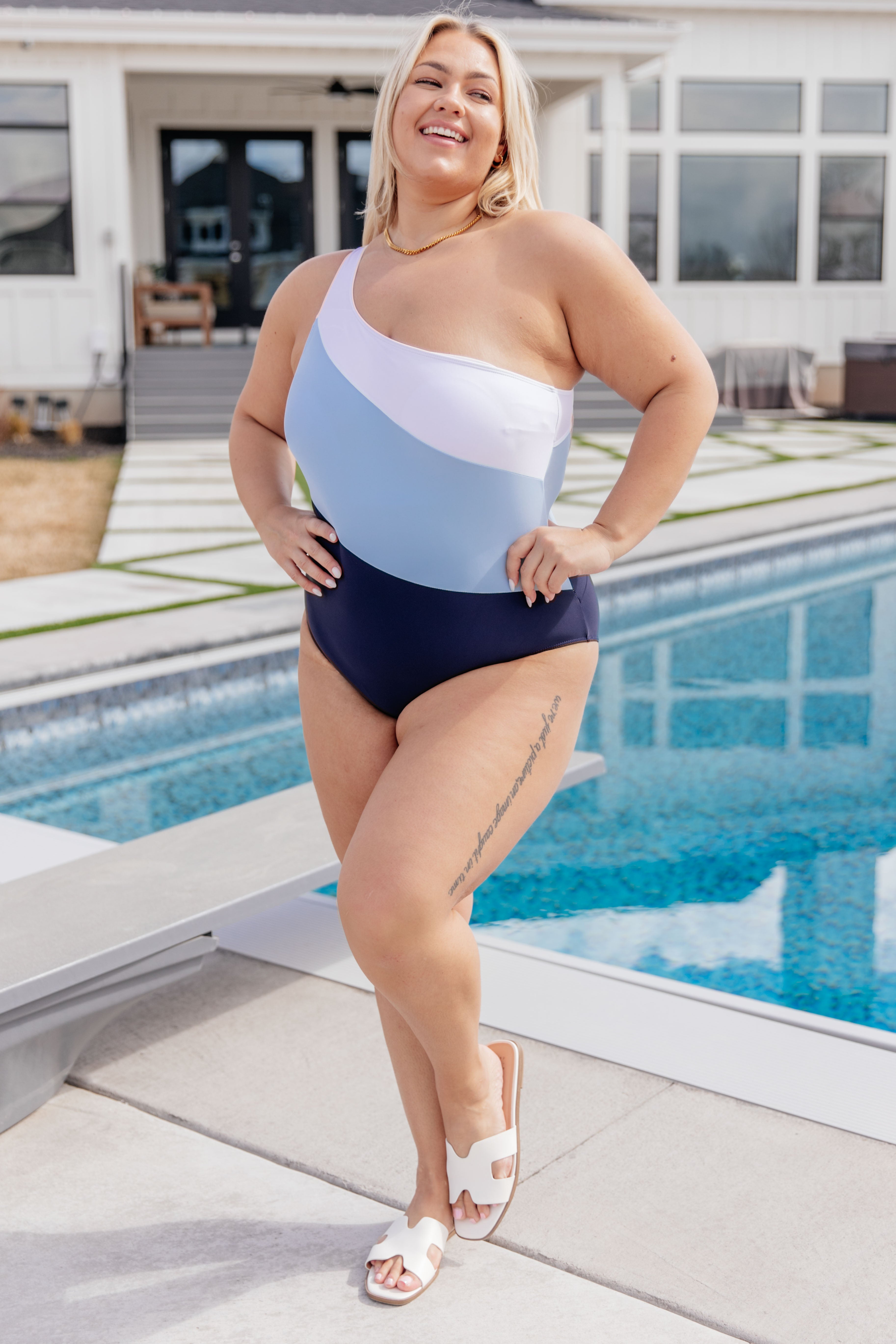 Dominica Color Block Asymmetrical One Piece Swimsuit for Women - Trendy High Cut Bathing Suit for Beach, Pool & Vacation