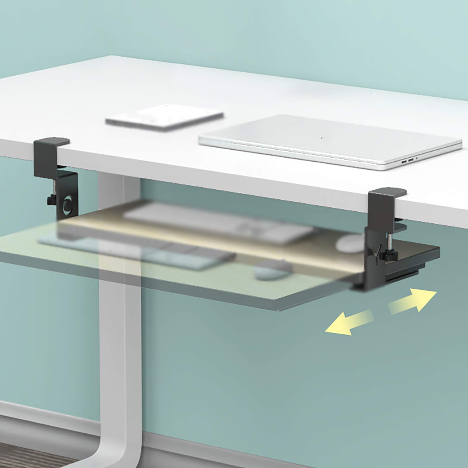 Adjustable Under Desk Keyboard Tray - Retractable Slide-Out Keyboard Drawer Shelf for Desktop & Table - Ergonomic Workspace Solution for Sit Stand Workstation & Home Office Setup