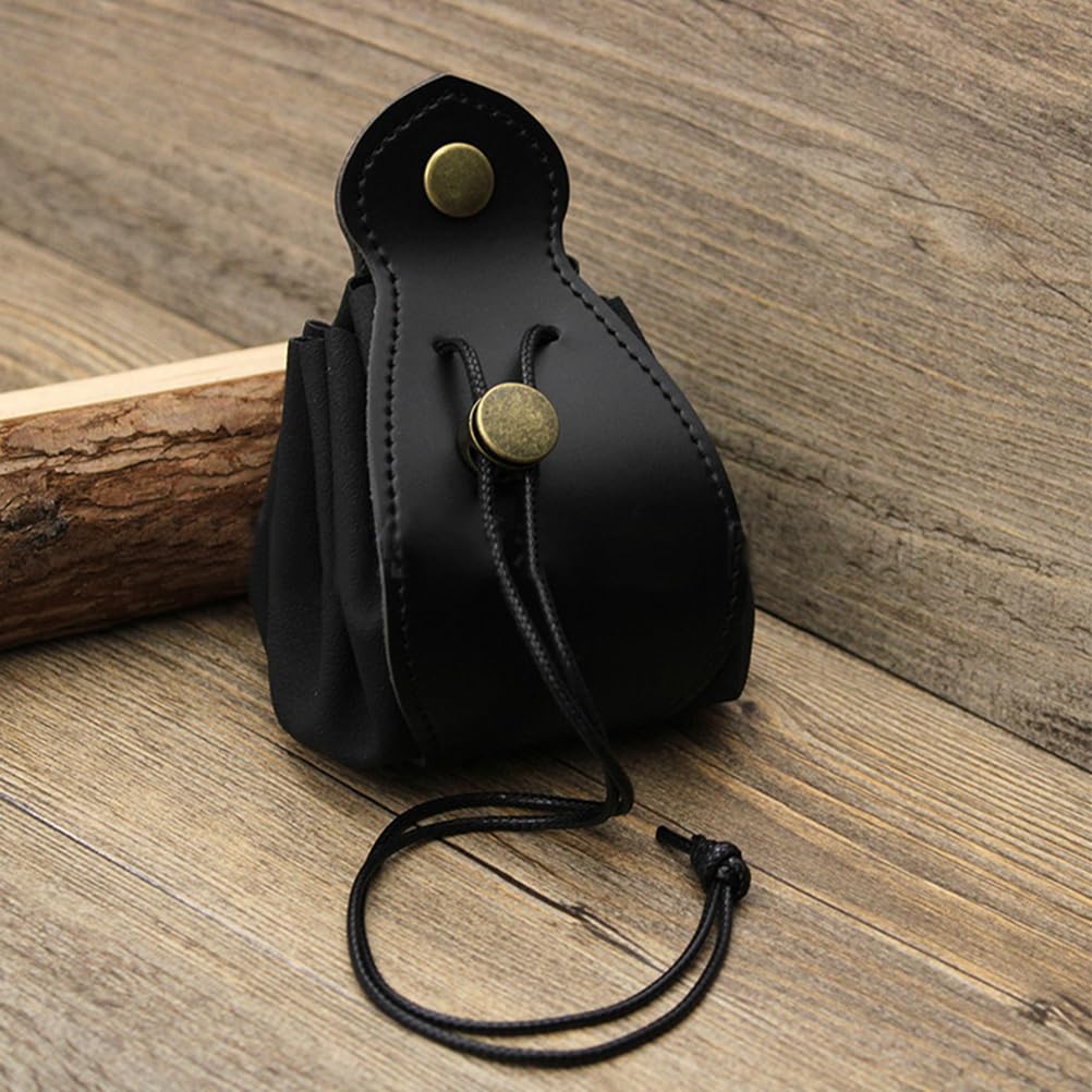 Genuine Leather Dice Storage Bag with Drawstring & Button - Decorative Tray for D&D Dice, Jewelry, Coins & Accessories | Perfect for Tabletop Gaming, Travel & Organizing Small Items