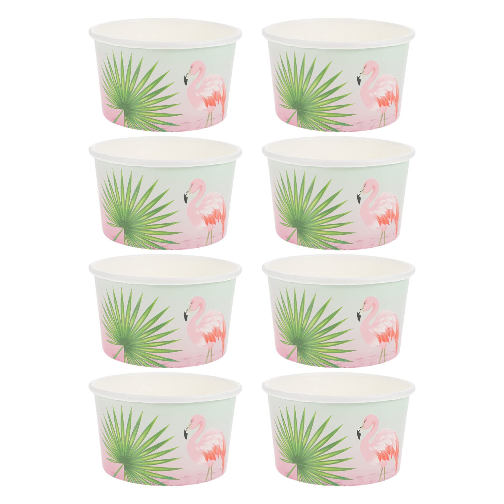 8pcs Flamingo Pattern Ice Cream Paper Bowls - Disposable Snack Bowls for Desserts, Party Supplies - Perfect for Home Parties, Picnics & Summer Gatherings