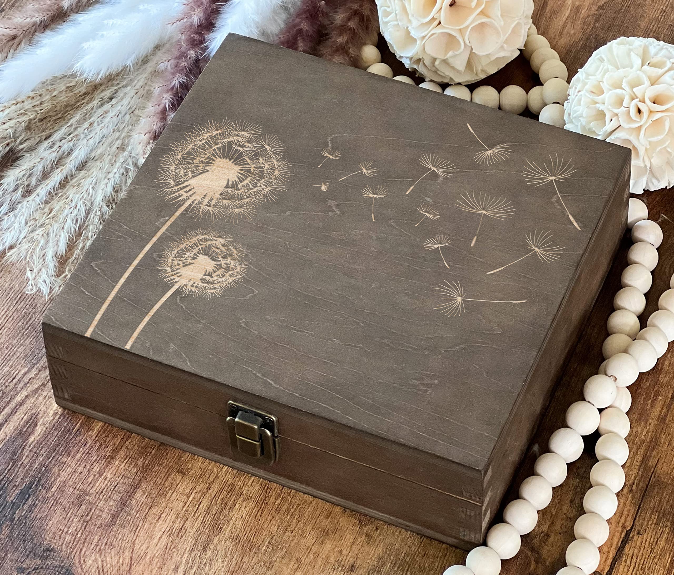 Handcrafted Dark Walnut Wooden Keepsake Box - Engraved Memory Gift Box for Women, Best Friend, Anniversary (8.5 x 8 x 2.5 inches) - Perfect for Storing Jewelry, Love Letters & Special Mementos