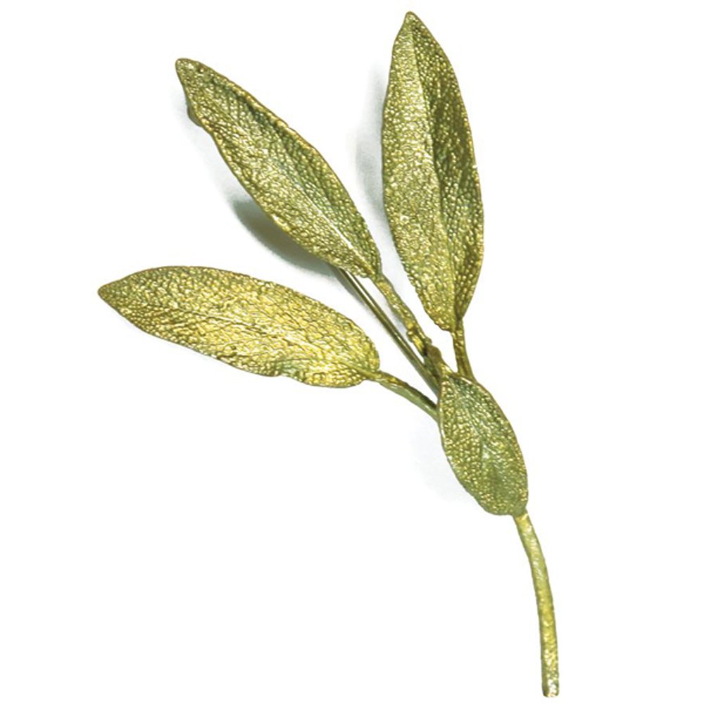 Michael Michaud Sage Leaf Silver Brooch Pin - Elegant Botanical Jewelry for Women | Perfect for Weddings, Parties & Special Occasions