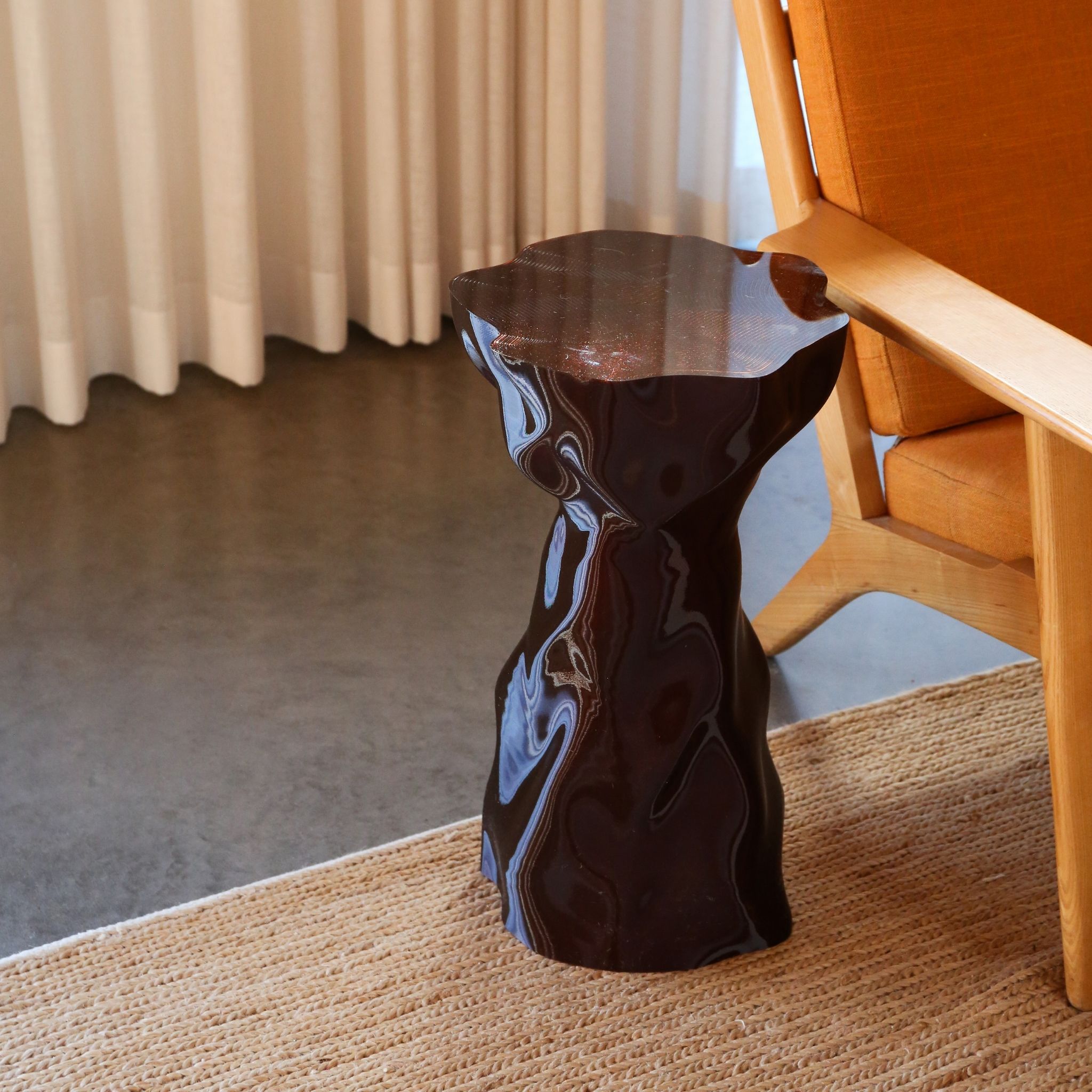 PRE ORDER SPECIAL STUDIO Noise Side Table, Amber Gloss - Modern Accent Table for Living Room, Bedroom & Office Decor