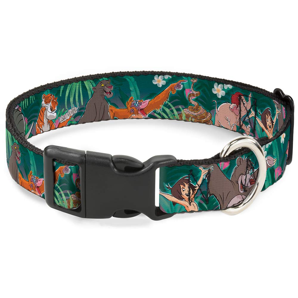 Buckle-Down Plastic Clip Dog Collar - The Jungle Book 8-Character Design - 1/2
