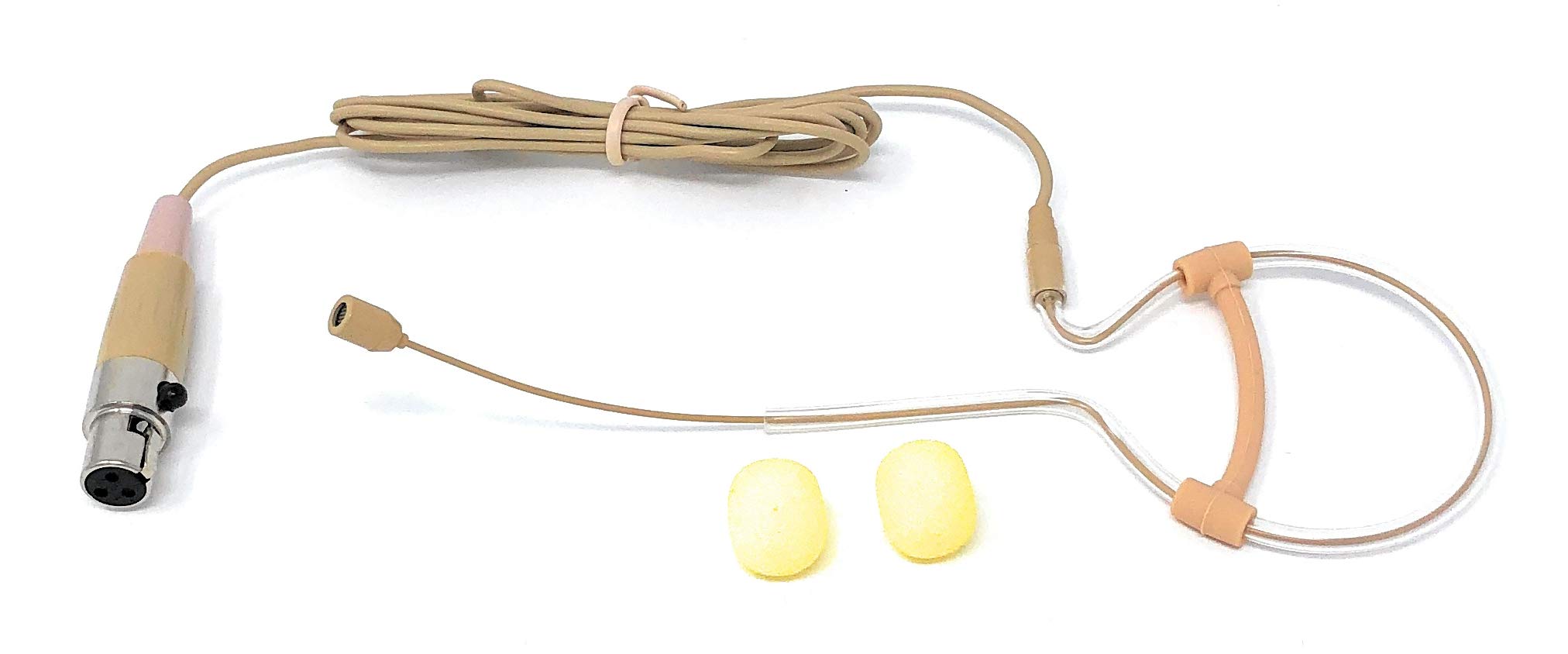 Professional Beige Single Headset Microphone with Mini XLR 3Pin Connector - Compatible with AKG & Samson Wireless Systems - Ideal for Live Performances, Podcasting & Broadcasting