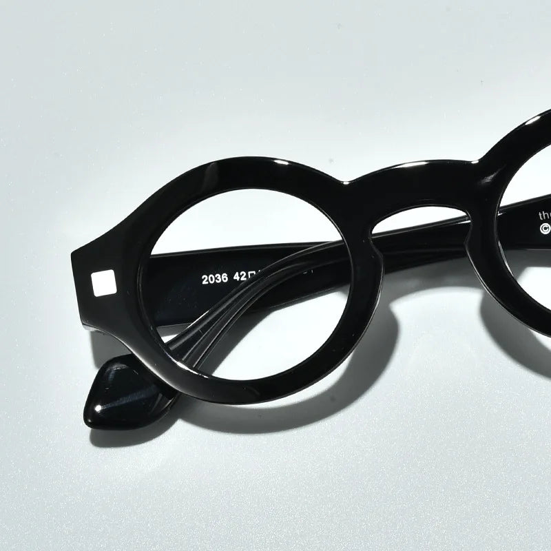 Stylish Unisex Black Acetate Round Eyeglasses L2036 - Perfect for Work, Reading & Fashion Accessories