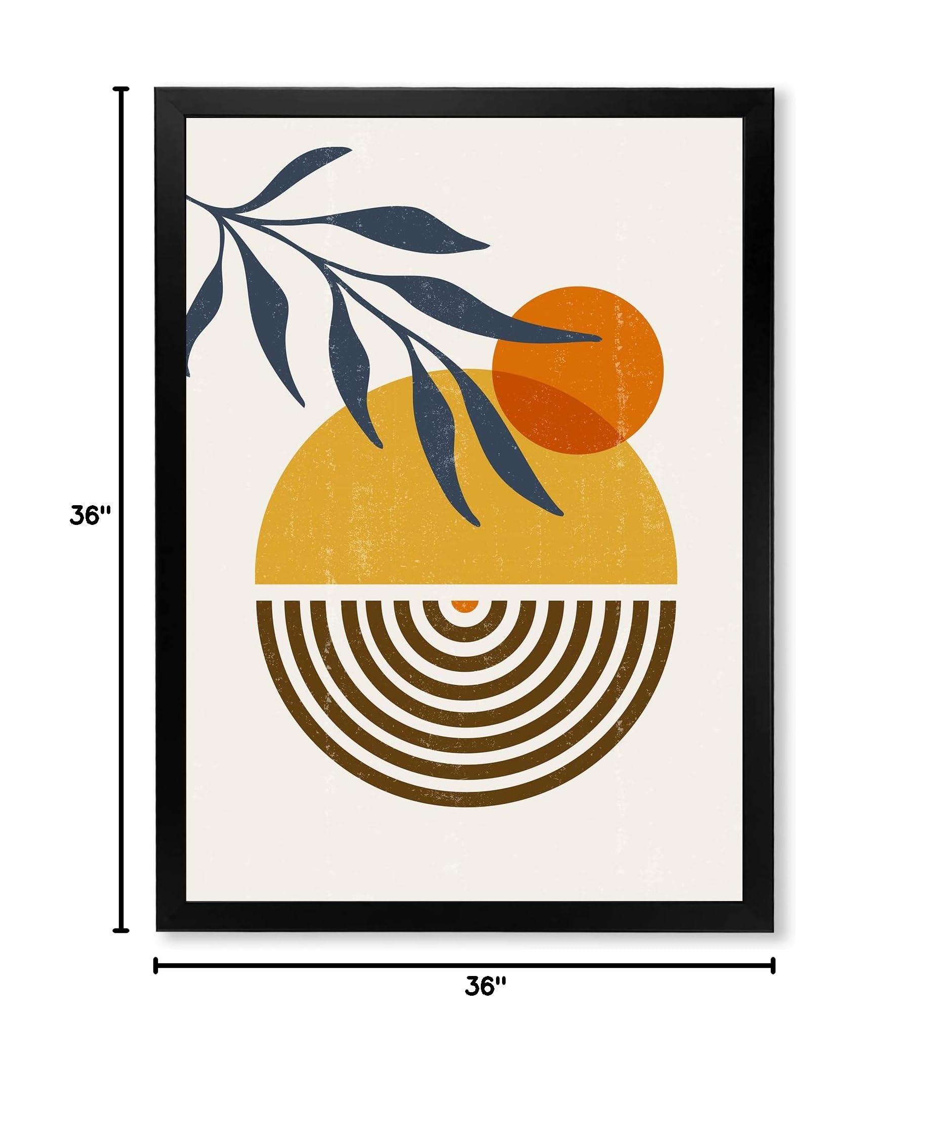 DesignQ Botanical Minimalist Leaf Abstract Shapes IV Modern Framed Wall Art - Perfect for Living Room, Bedroom & Office Decor