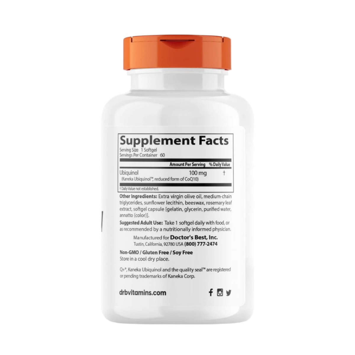 Doctor's Best Ubiquinol with Kaneka QH 100mg - 60 Softgels for Heart Health & Energy Support - Premium CoQ10 Supplement for Adults & Seniors - Perfect for Cardiovascular Wellness & Active Lifestyle