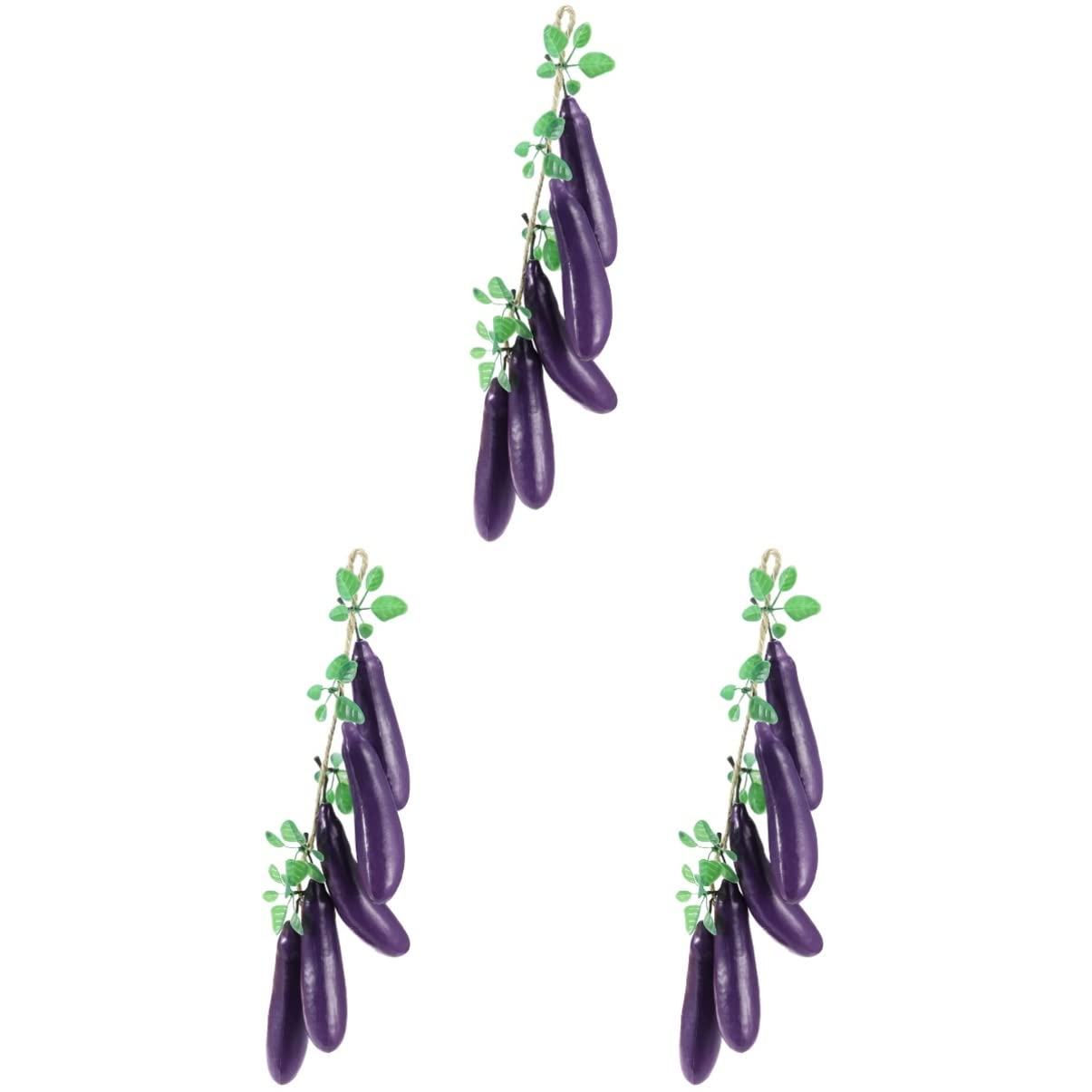 Bestoyard 3pcs Artificial Vegetables Set - Realistic Fake Eggplant, Vegetable & Fruit Strings for Home Decor, Kitchen Display, and Photography Props - Perfect for Party Decorations, Food Styling, and Visual Merchandising