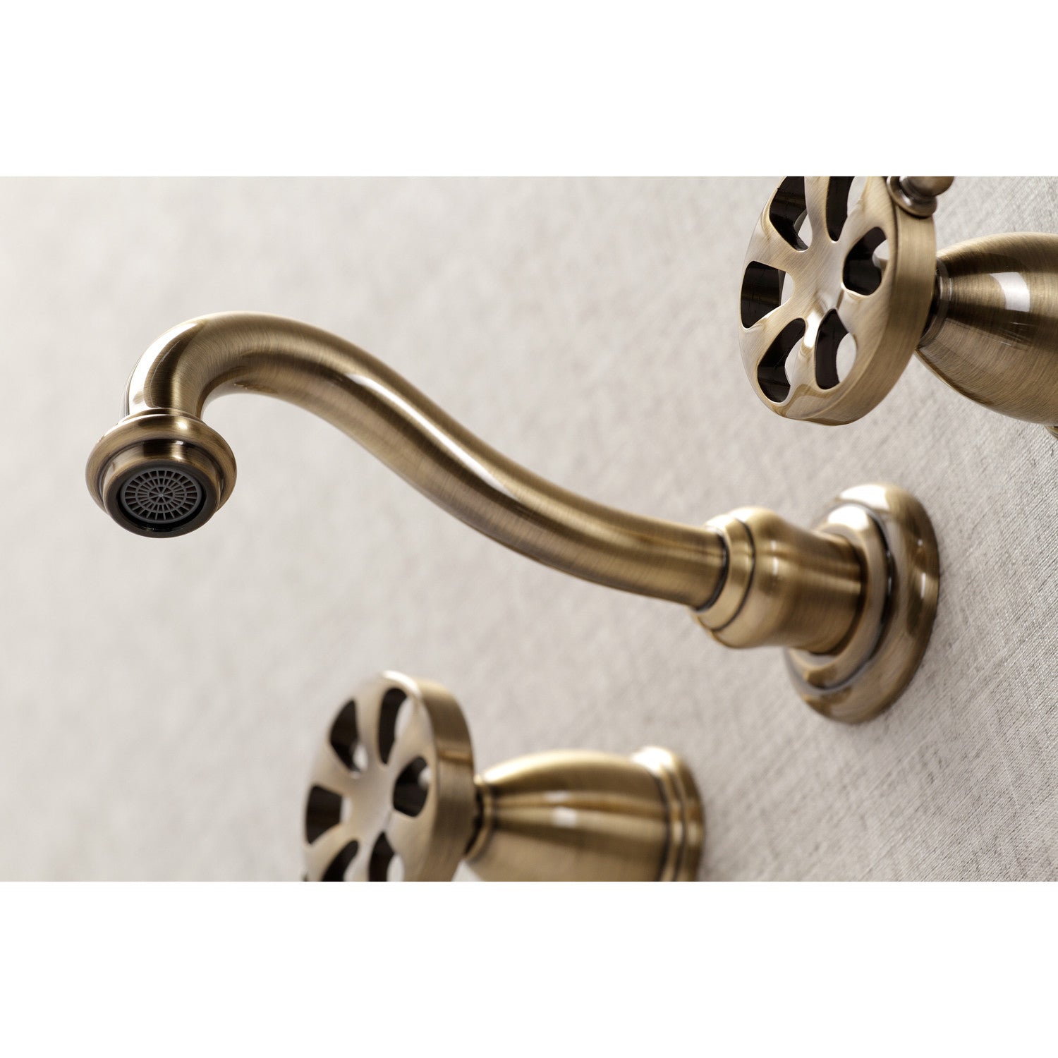 Belknap KS3023RX Antique Brass Roman Tub Faucet - 2 Handle Wall Mount Bathroom Faucet for Vintage Style Bathtubs | Perfect for Master Bathrooms, Luxury Hotels & Spa Retreats