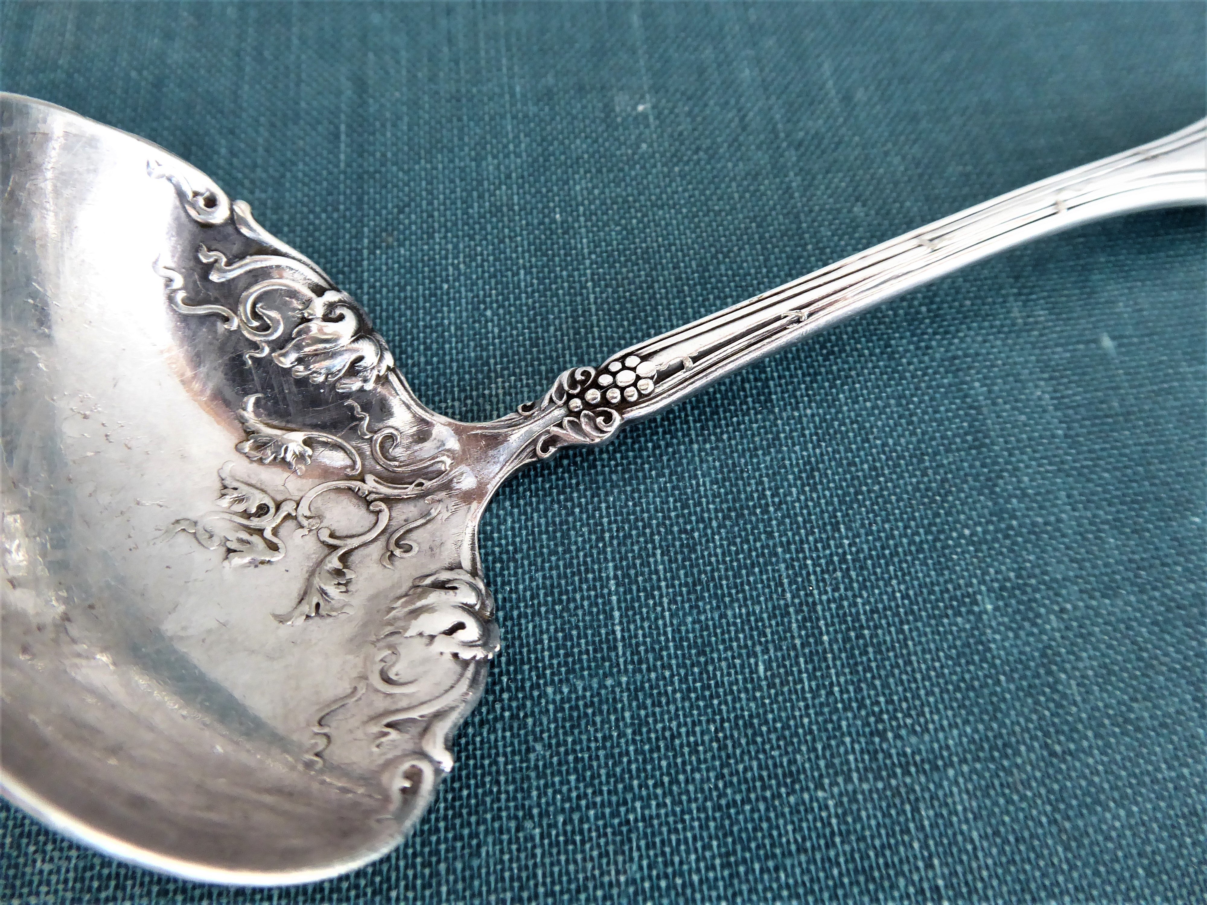 Vintage Rogers 1847 Grape Harvest Gravy Ladle - Silver Plated Serving Spoon from 1904 - Perfect for Thanksgiving Dinner & Antique Tableware Collection