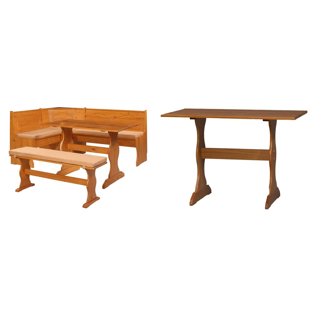 Linon Chelsea Cushion Set & Kitchen Nook Table - Stylish Dining Bench Seating for Small Spaces, Perfect for Breakfast Nooks and Cozy Corners