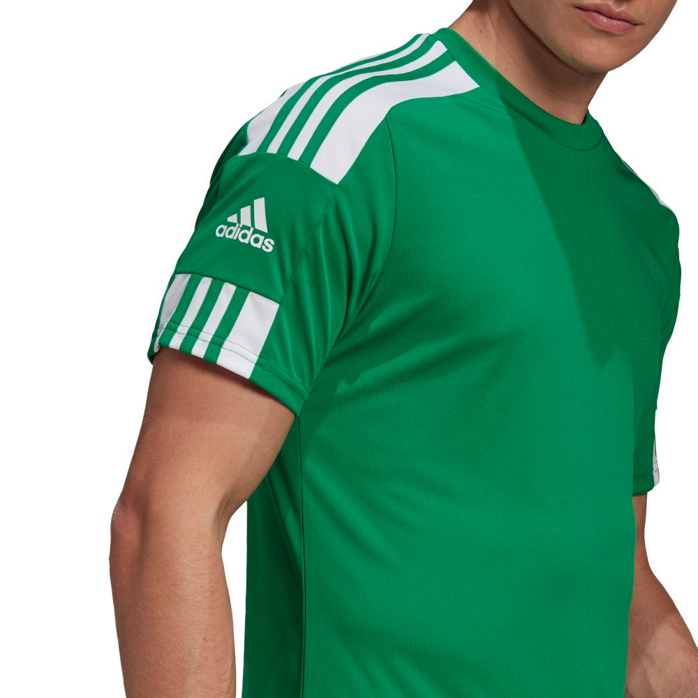 Adidas Adult Squadra 21 Soccer Jersey - Green & White Stripe Athletic Shirt for Men & Women | Perfect for Training, Matches & Fan Wear