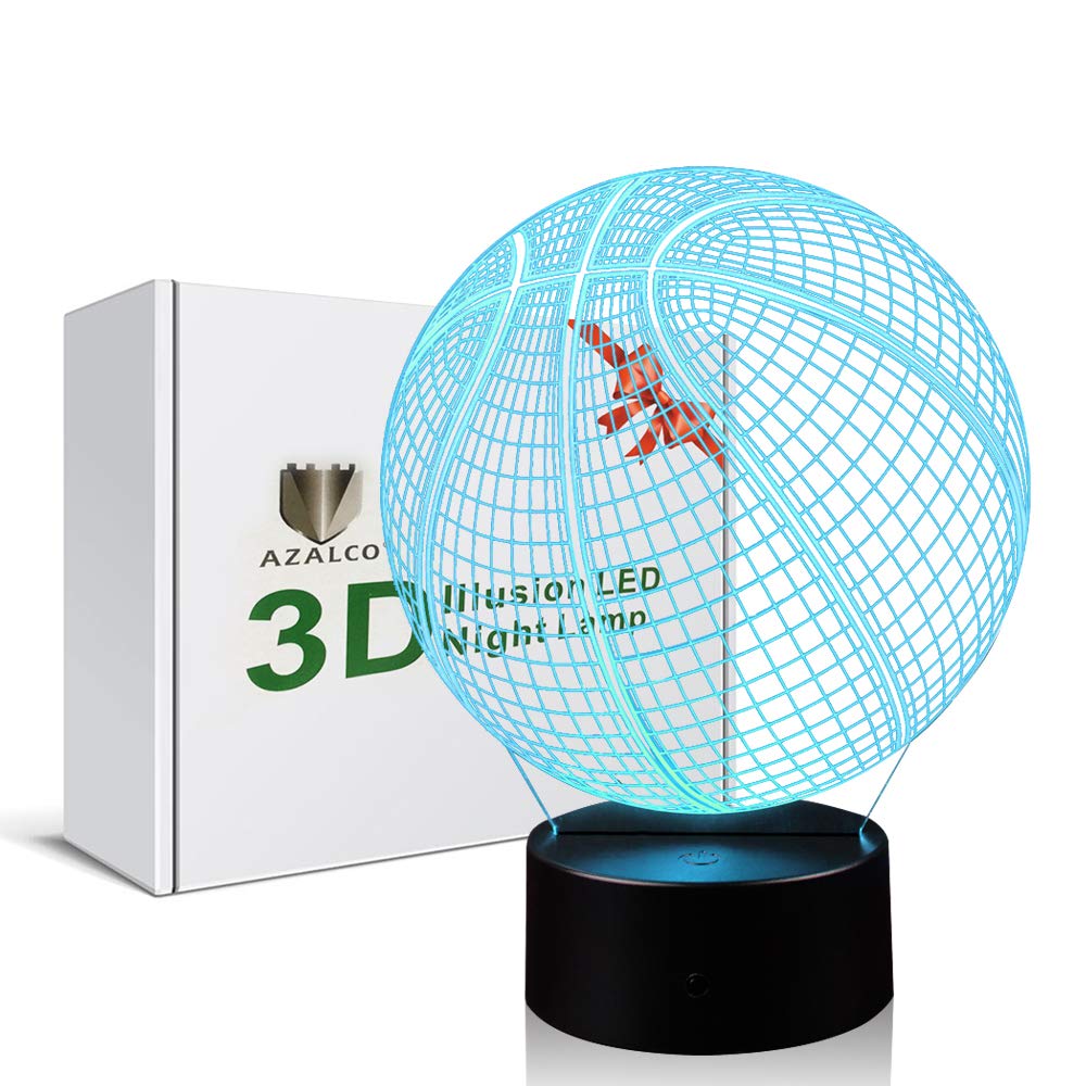 3D Illusion LED Basketball Night Light Lamp - 16 Color Changing Touch Control, Perfect Gift for Teens & Kids - Christmas, Birthday, Party Decor - Ideal for Bedroom, Desk, Home Decor & Sports Lovers