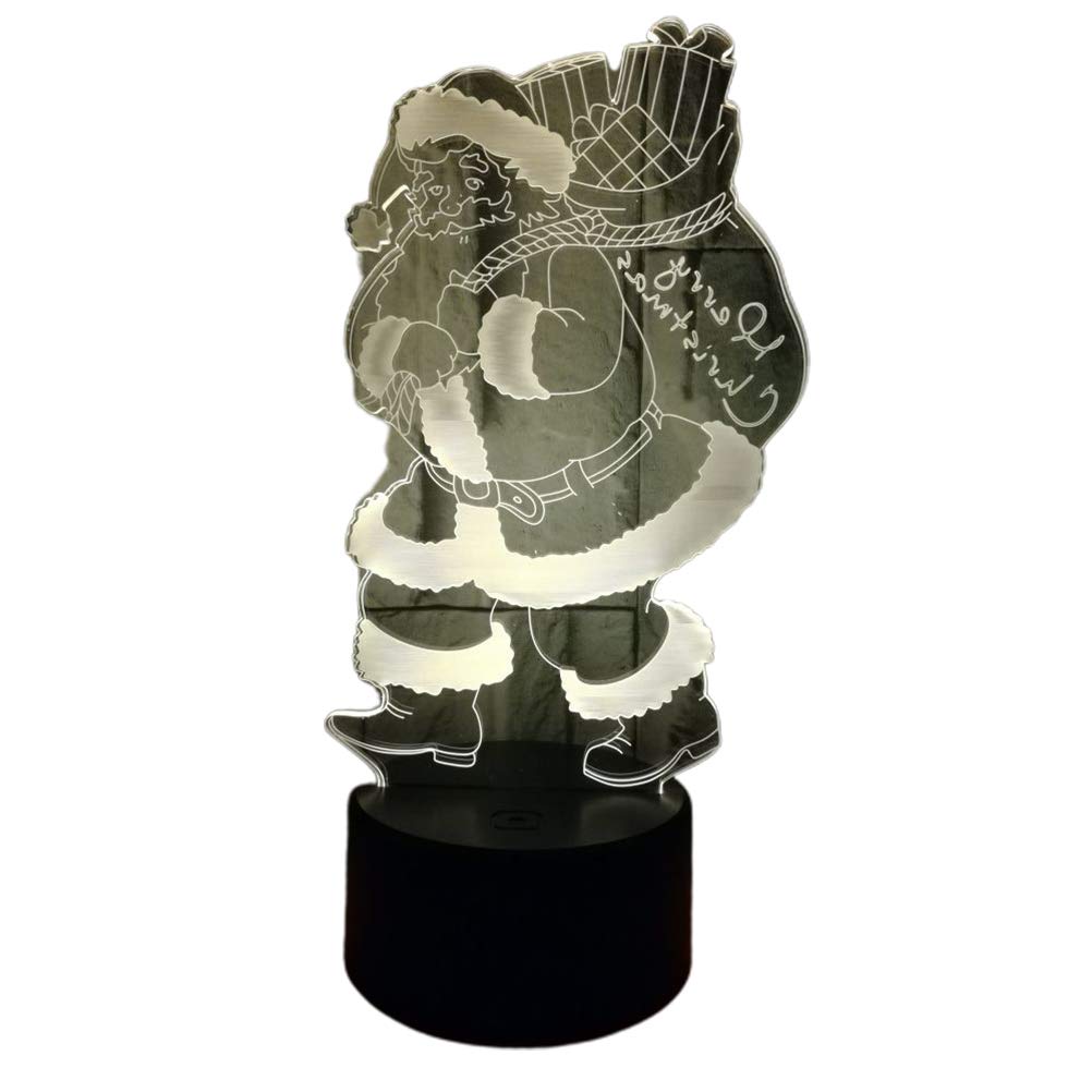 LED Christmas Santa Claus Shaped Acrylic Table Lamp - Colorful Touch Control Night Light for Bedroom, Kids Room & Holiday Decor (Battery Not Included)