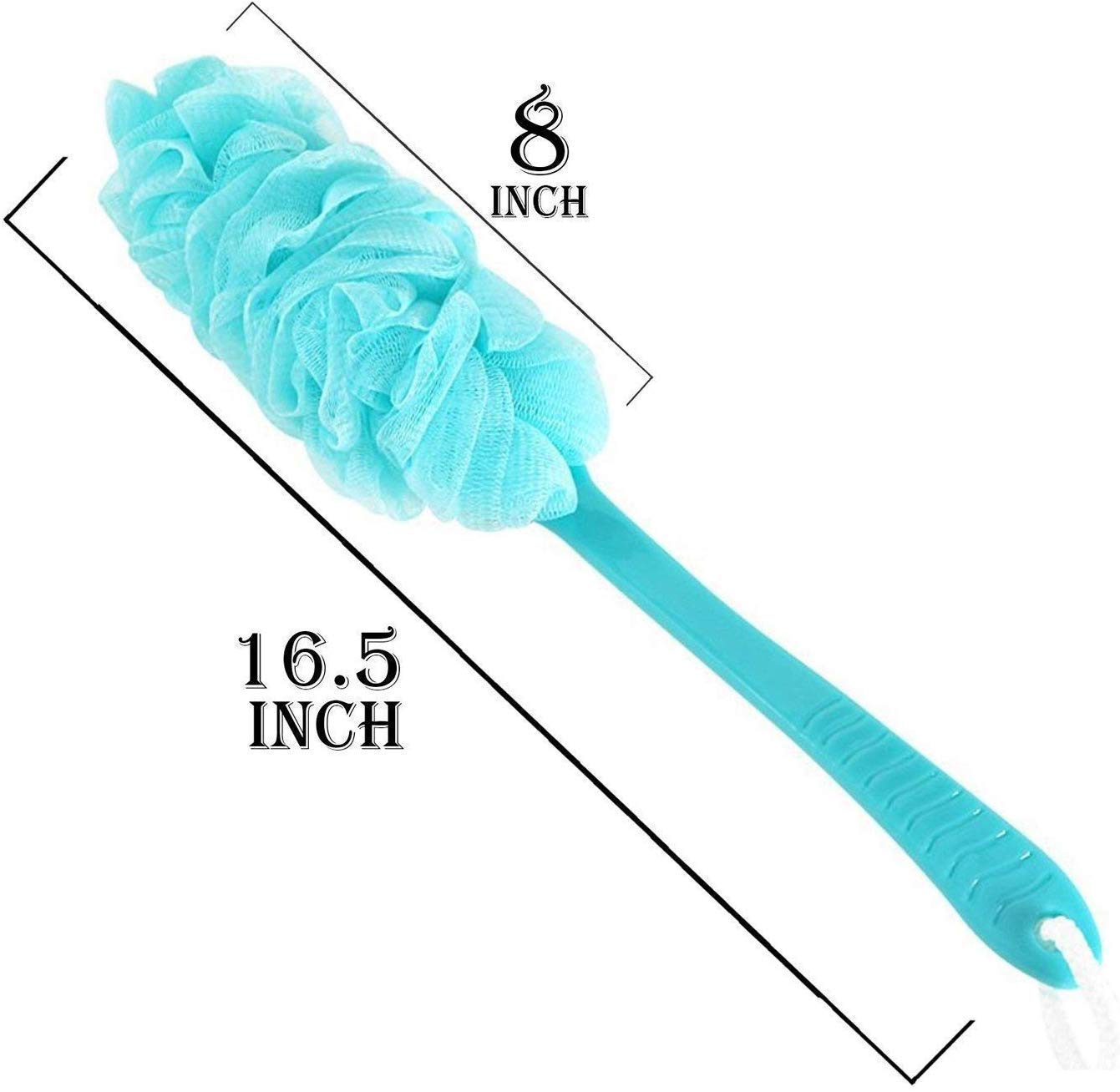 Exfoliating Loofah Bath Brush with Long Handle - Soft Mesh Body Scrubber for Shower & Back Care - Nylon Sponge on Stick for Men & Women - Gentle Lather & Deep Cleansing - Perfect for Exfoliation & Spa Days (Multicolor, Pack of 1)