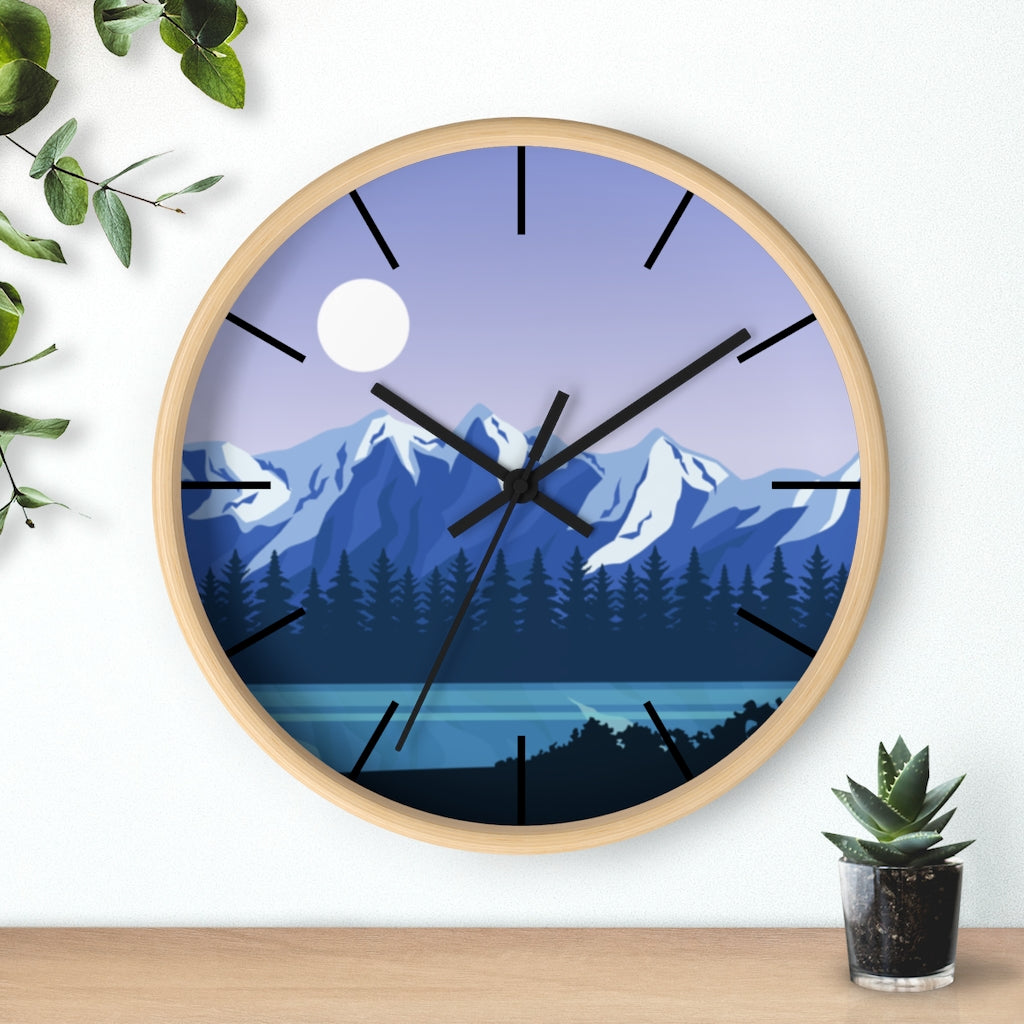 Blue Mountain Wall Clock - Large Silent Non-Ticking Modern Decor for Living Room, Bedroom & Office - Perfect for Home, Office & Gifts