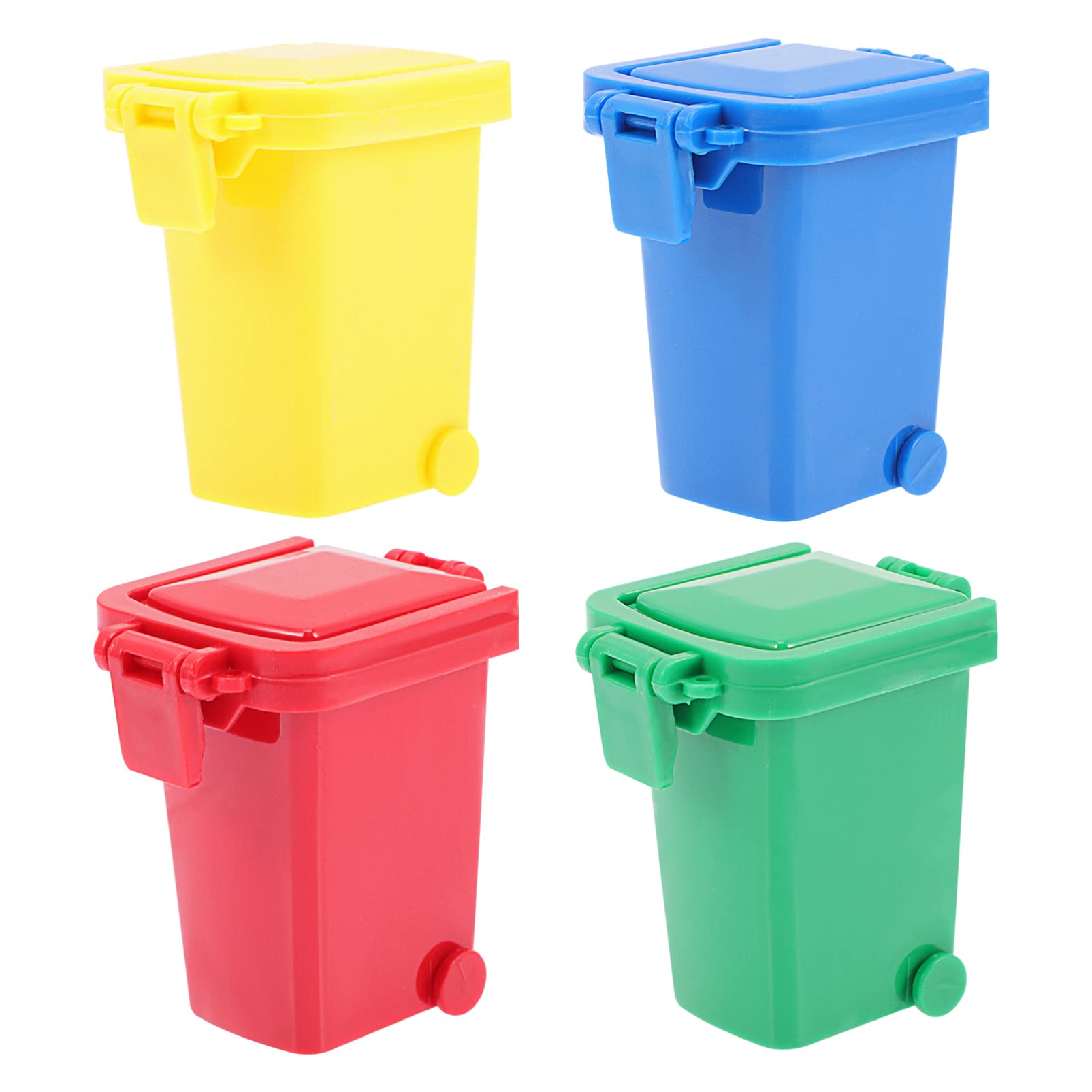 Mipcase 4-Piece Toy Trash Can Set - Mini Garbage Trucks & Curbside Bins - Realistic Waste Collection Play Vehicles for Kids - Perfect for Pretend Play, Educational Toys, and Recycling Awareness Activities