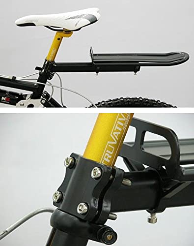 GREUS Universal Adjustable Bike Rear Rack - Mountain Bicycle Cargo Carrier with Retractable Saddle Mount | Durable Luggage Rack for Commuting, Touring & Outdoor Adventures | Bike Accessories & Seat Post Attachment