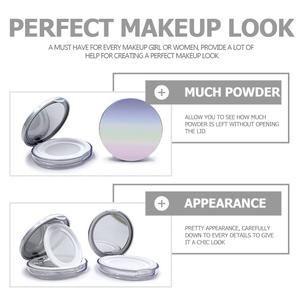 Minkissy 2-Piece Empty Powder Compact Case with Mirror & Velvet Puff - Portable Loose Powder Container for Makeup, Travel & Touch-Ups | Coffee Stir Sticks Included
