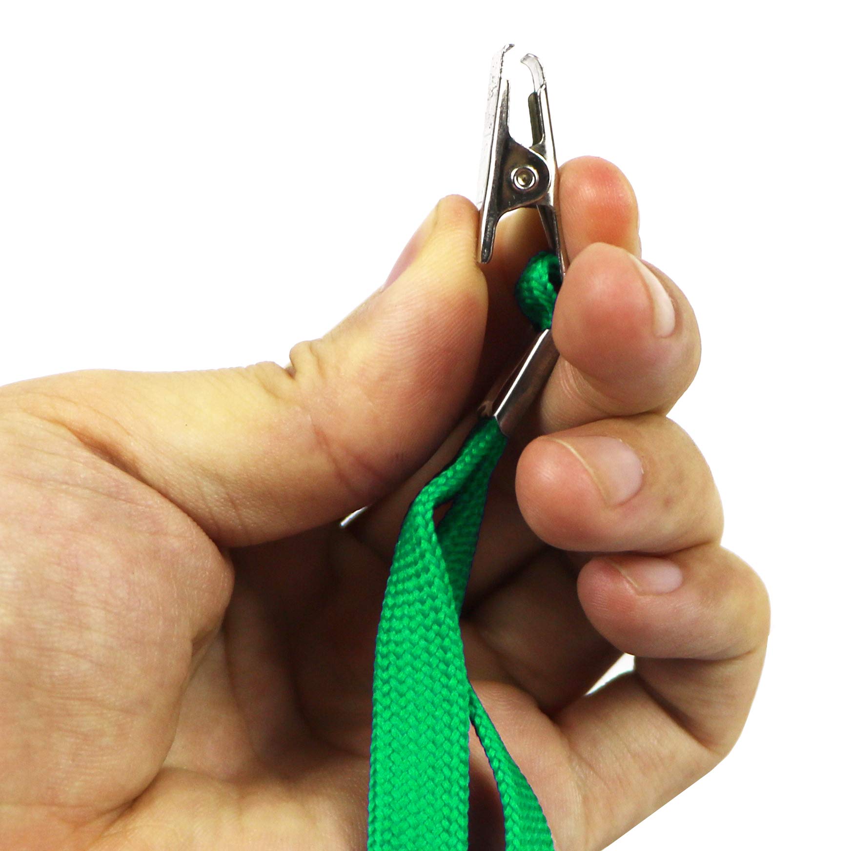 Ollain 100-Pack Green ID Badge Lanyards with Clip for Cruise & Work