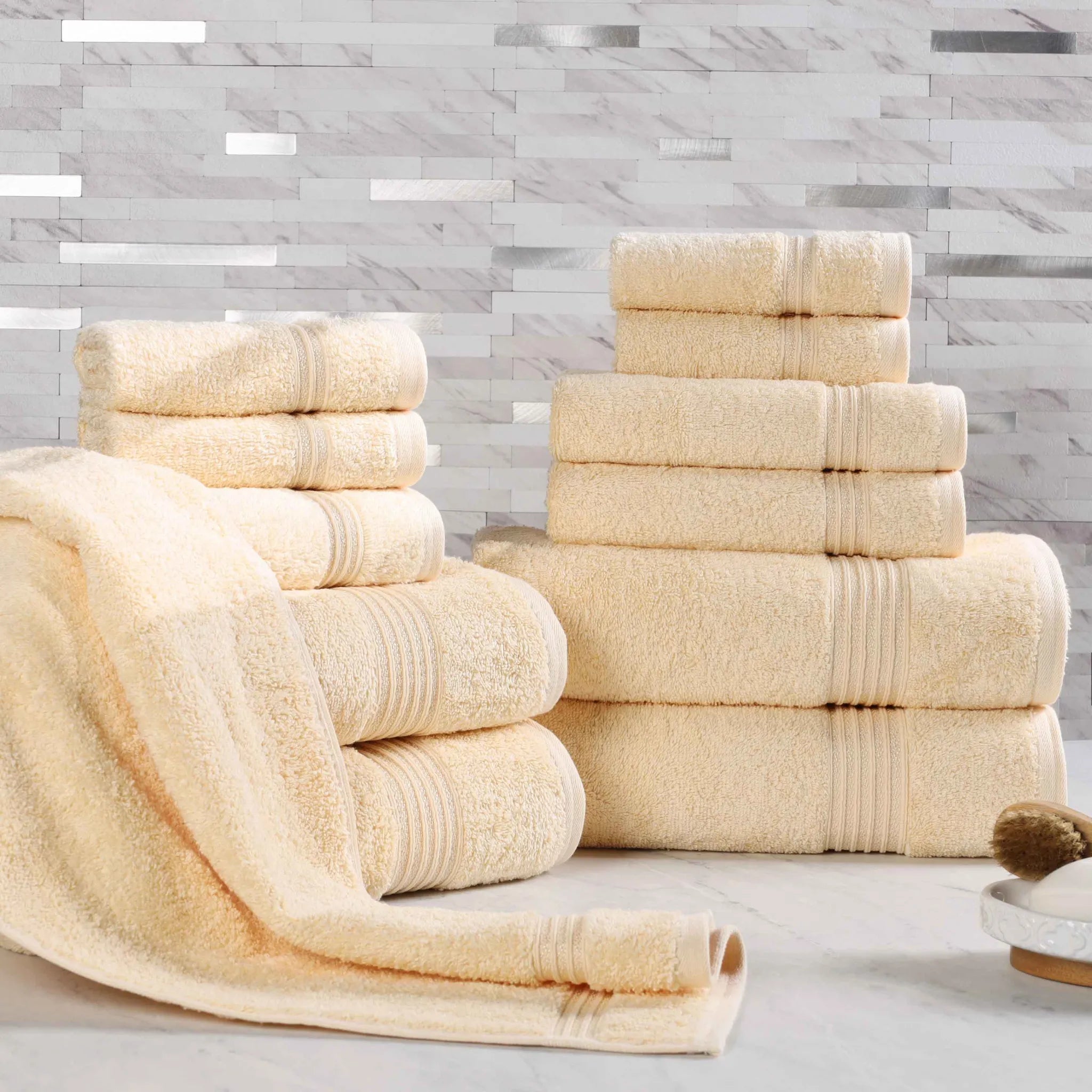 Premium 12-Piece Egyptian Cotton Towel Set - Ultra Soft, Highly Absorbent Bath & Beach Towels for Luxury Spa, Hotel, and Home Use