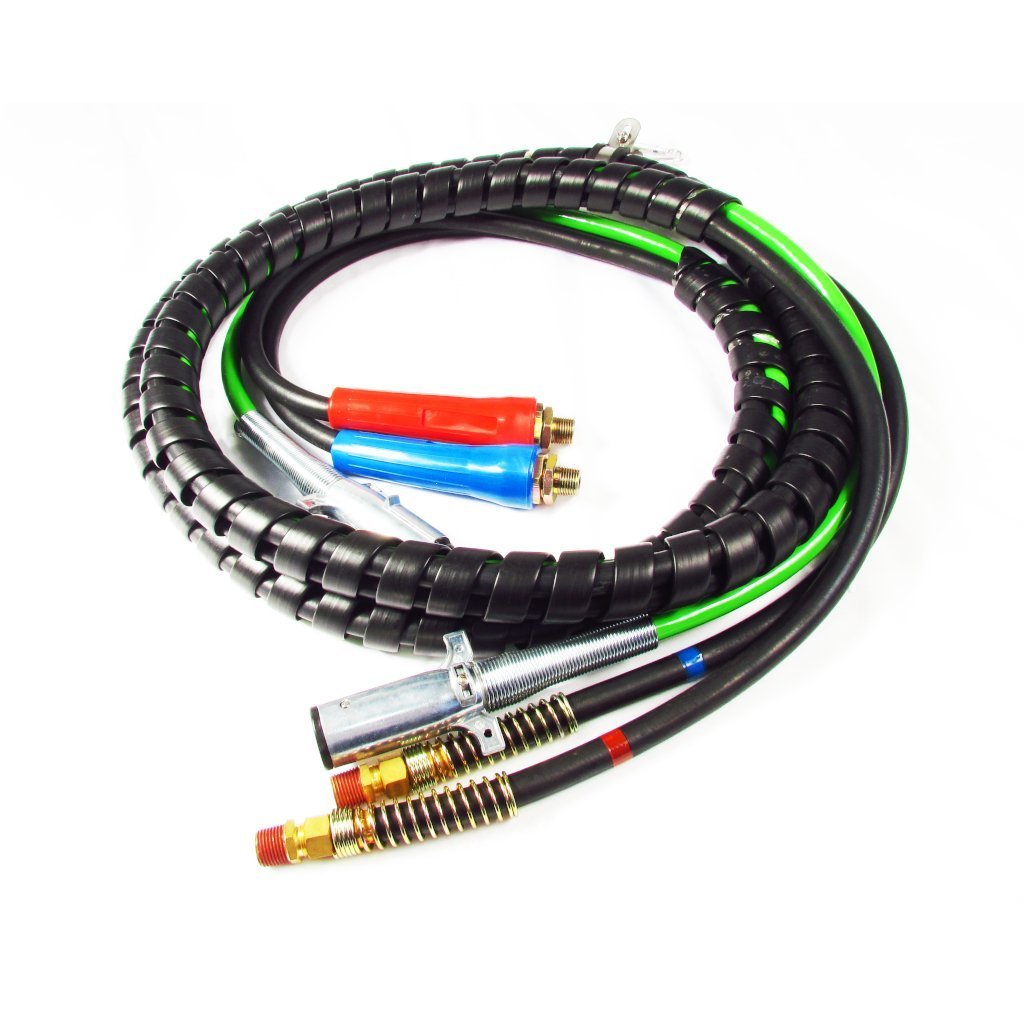Fortpro 15Ft 3-in-1 ABS and Air Hoses Assembly Wrap with 7-Way Electrical ABS Trailer Cord & 2 Air Hoses - Replacement for 42045656, 451098, 169157 | F235507 | Ideal for Heavy-Duty Trucking and Trailer Maintenance
