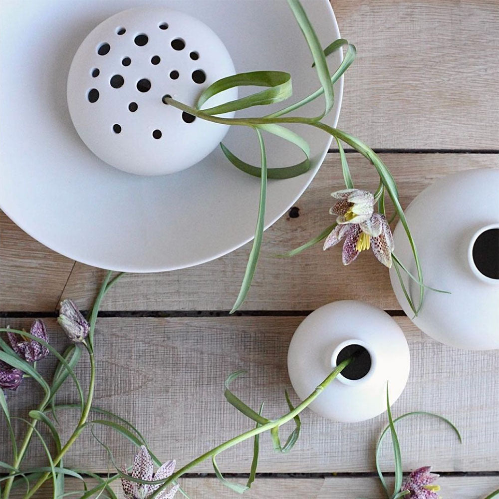 Ceramic Flower Frog Bowl - Floral Arrangement Holder for Fresh & Artificial Flowers - Perfect for Centerpieces, Weddings & Home Decor