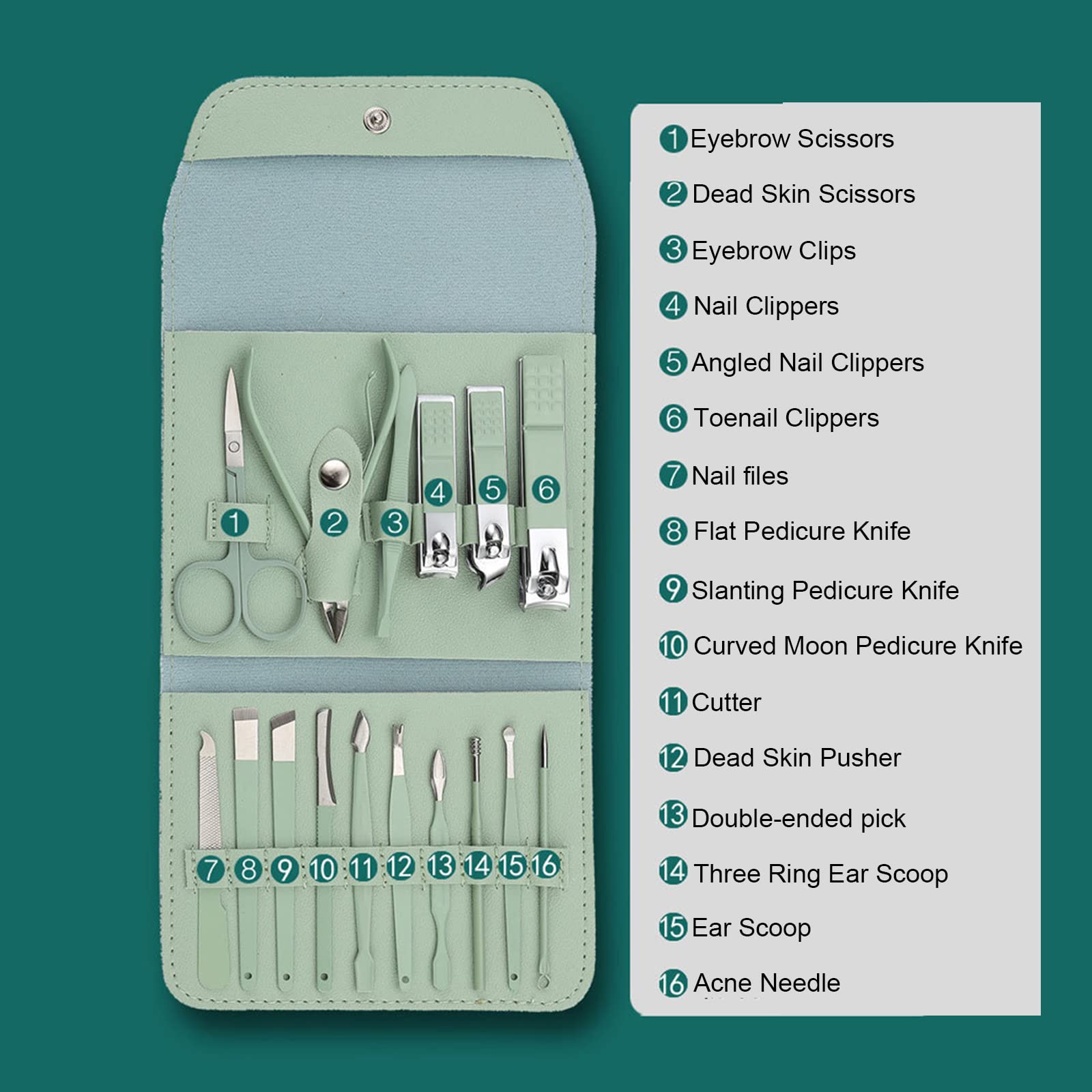 Premium Portable Pedicure & Manicure Kit - 12-in-1 Nail Clippers Set with Nail File, Cuticle Trimmer, Dead Skin Remover & Eyebrow Scissors for Professional Hand & Foot Care - Perfect for Travel, Home Spa & Salon Use