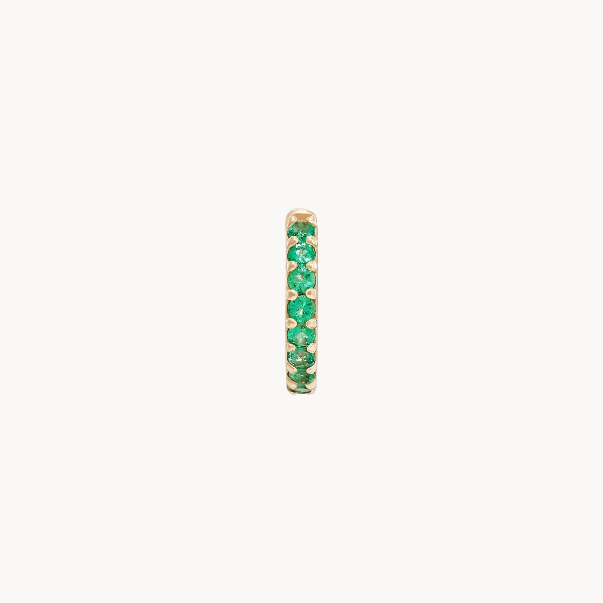 14K Yellow Gold Emerald Huggie Hoop Earrings - Dainty Green Gemstone Huggie Hoops for Women - Perfect for Everyday Wear, Date Nights & Special Occasions