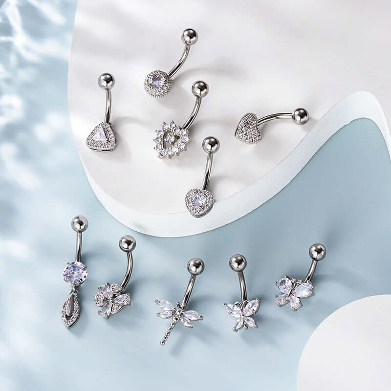 14G Dragonfly Belly Button Rings - Stainless Steel Insect Navel Piercing Jewelry for Women | Perfect for Summer Outfits & Beach Parties