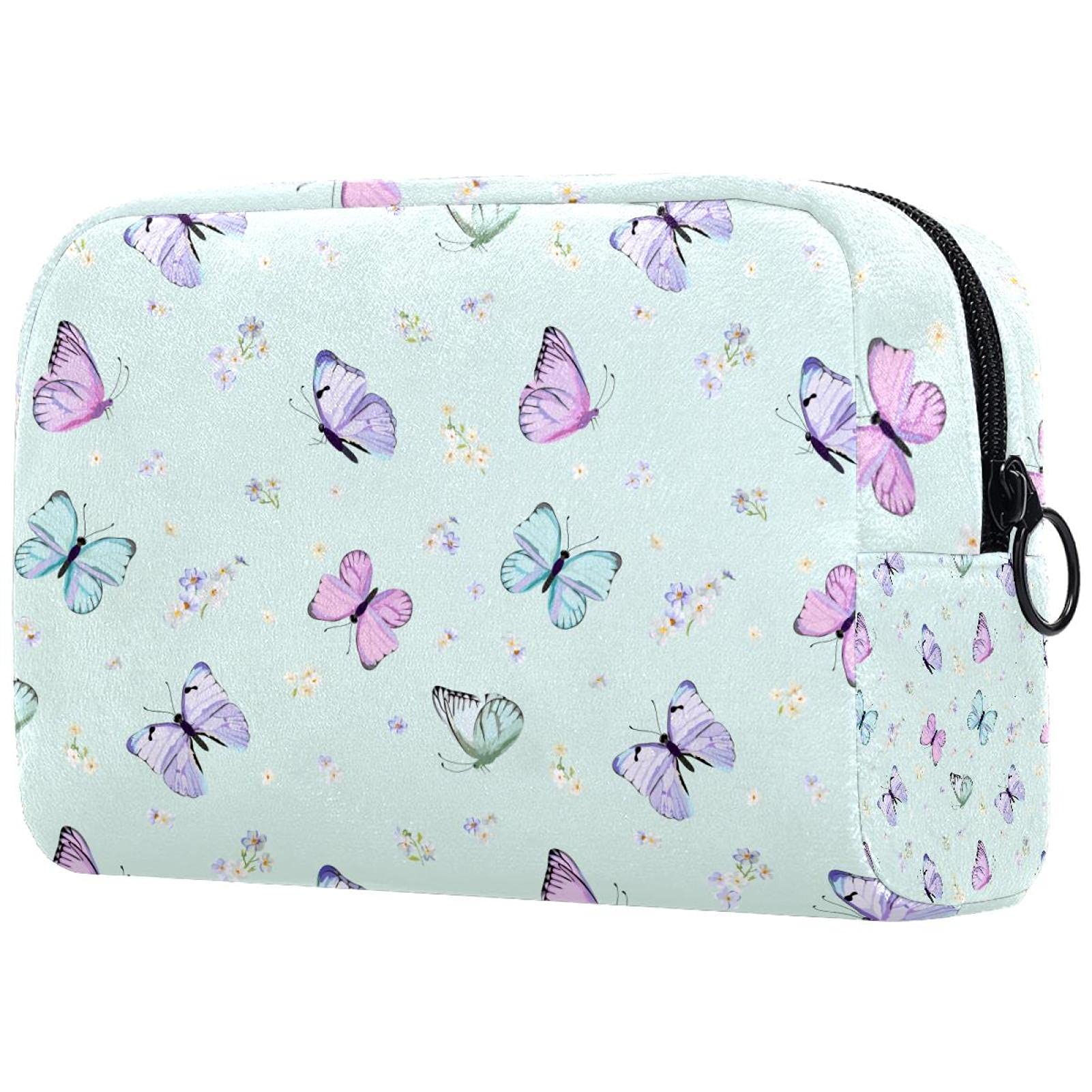 Butterfly Print Mini Travel Makeup Bag for Women - Portable Cosmetic Pouch for Toiletries & Beauty Essentials, Perfect for Travel, Gym, and Daily Use