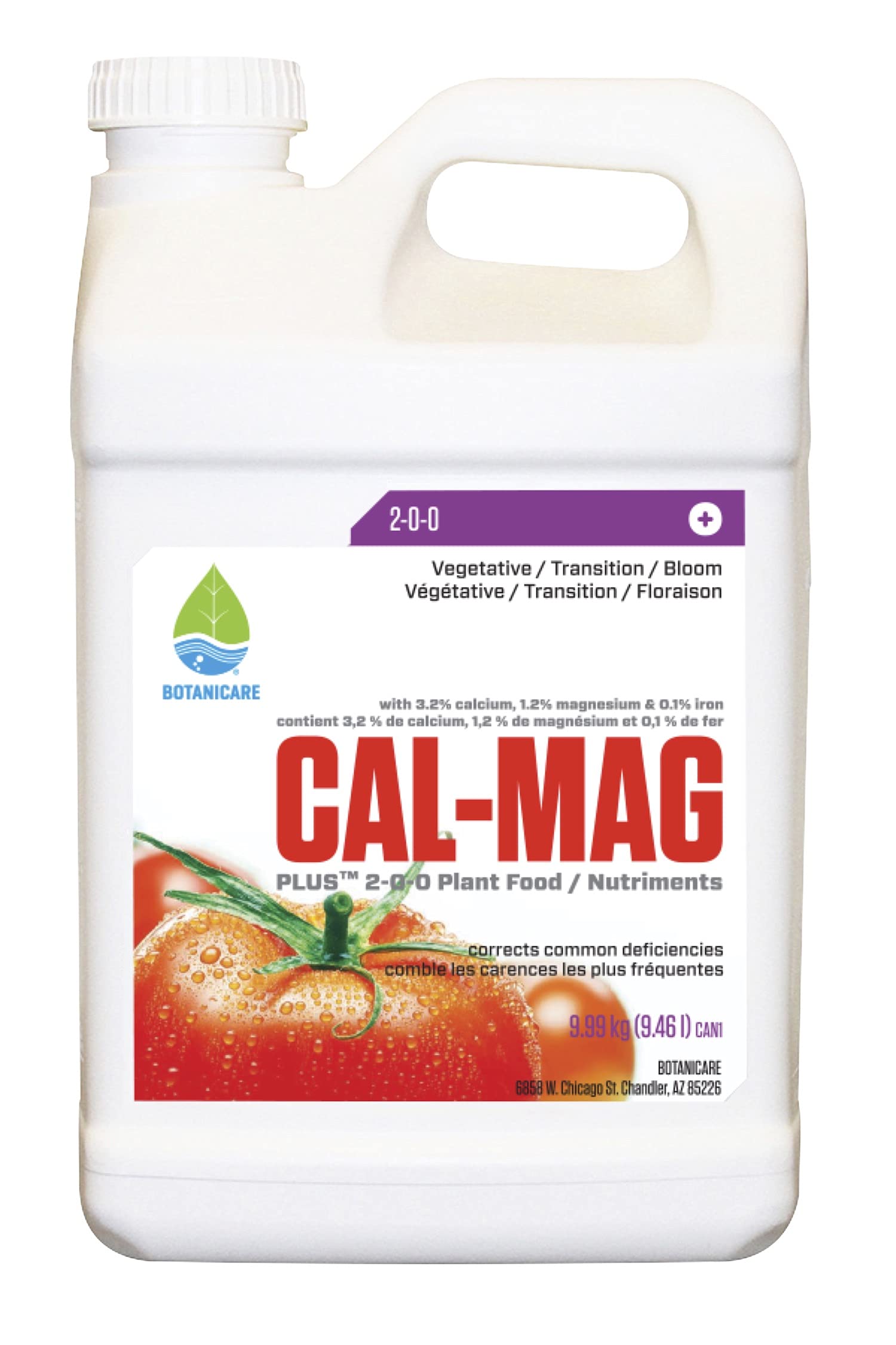 Botanicare HGC732120 Cal-Mag Plus Plant Supplement - Calcium, Magnesium & Iron Fertilizer for Hydroponics & Soil - Corrects Nutrient Deficiencies - 2-0-0 NPK Formula - 2.5 Gallon for Indoor & Outdoor Gardening