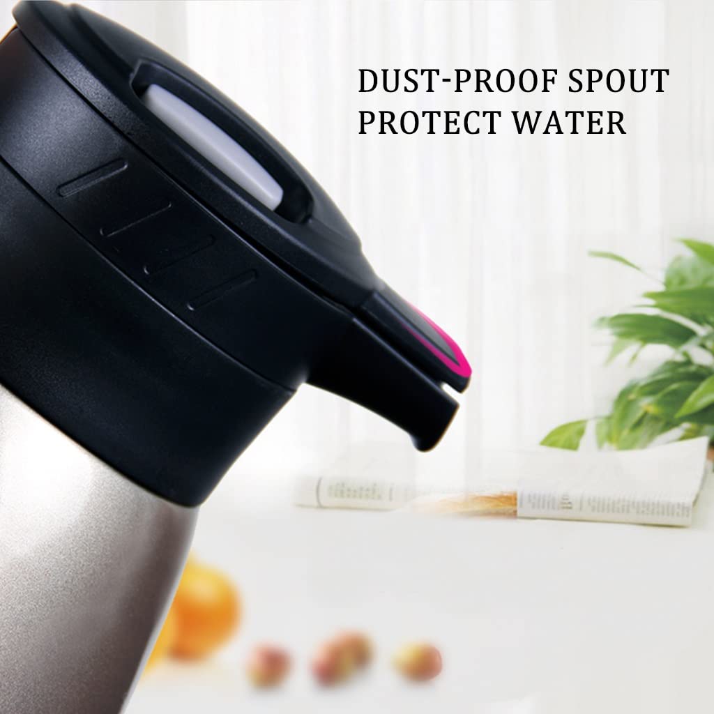 Premium 304 Stainless Steel Double-Walled Vacuum Insulated Coffee Carafe - 2L Thermal Flask with Straight Plug Lid & Ergonomic Handle - Keeps Tea, Coffee & Water Hot/Cold for Hours - Perfect for Office, Home, Camping & Outdoor Use (Silver)