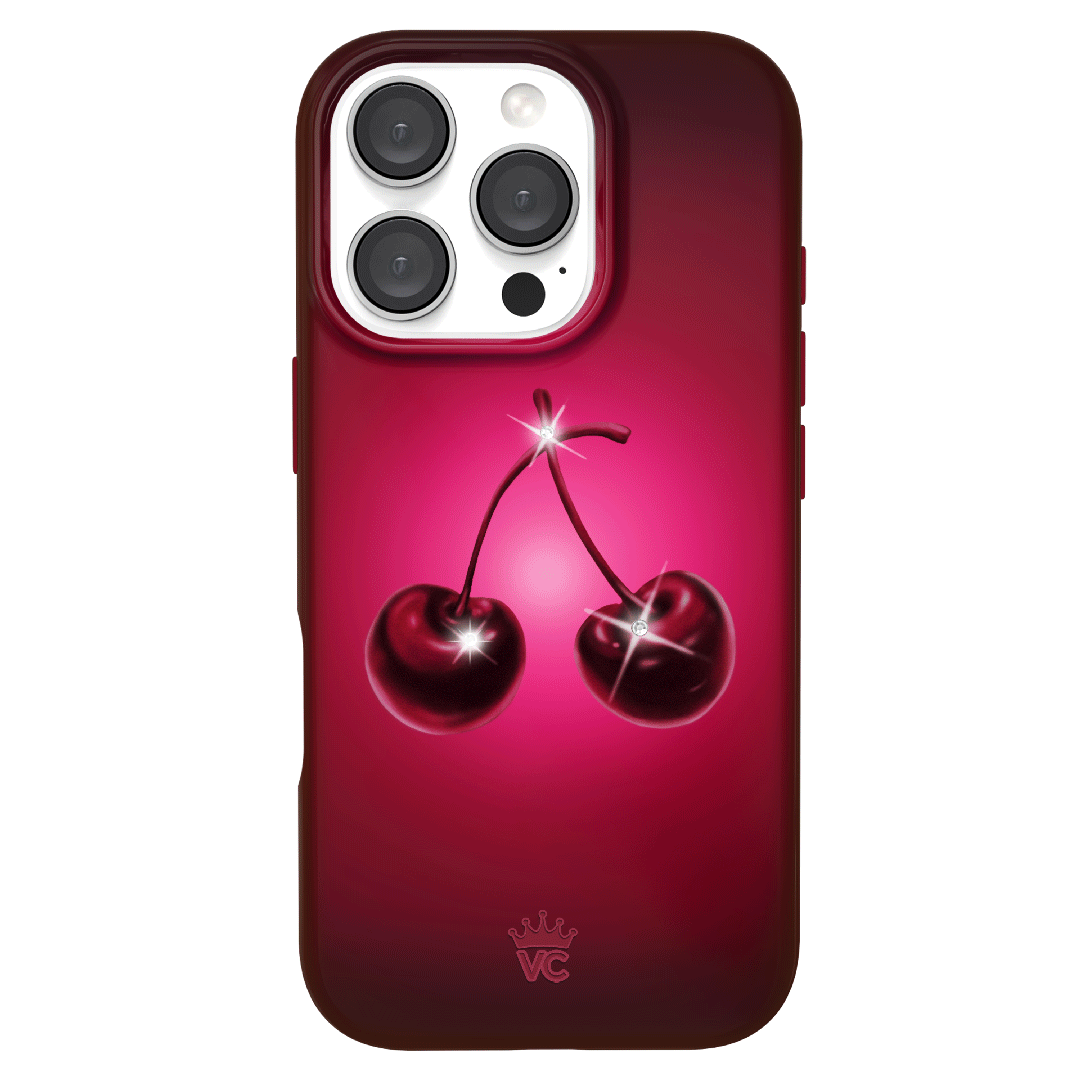 Black Cherry Crystal iPhone Case - Elegant & Durable Phone Cover for iPhone Models - Perfect for Everyday Use, Travel & Gifting