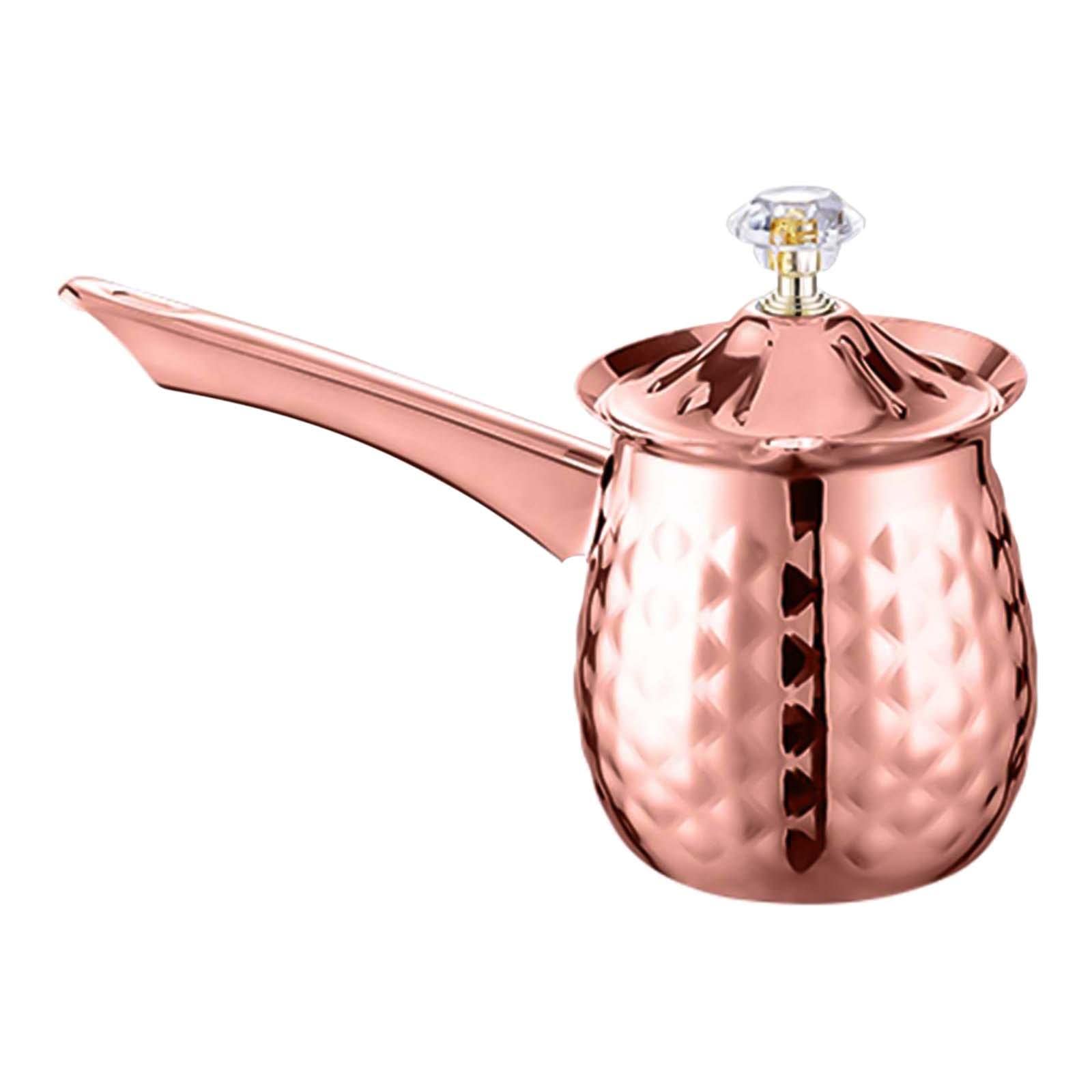 Premium Turkish Coffee Pot with Long Handle - 200ml Rose Gold Coffee Maker & Milk Frother for Home & Bar | Perfect for Brewing Authentic Turkish Coffee & Frothing Milk for Lattes & Cappuccinos