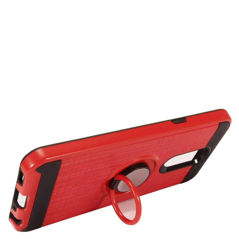 Shockproof LG Solo Case (L423DL) / LG K40 Case / LG K12 Case / X420 Case - Slim Fit Anti-Slip Cover with Ring Holder (Red) for Daily Protection & Hands-Free Viewing