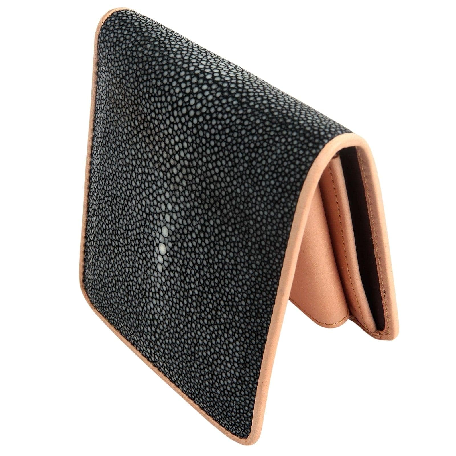 Premium Black Polished Genuine Stingray Leather Wallet for Men - Slim RFID Blocking Bifold Wallet - Luxury Gift for Dad, Husband, Boyfriend - Perfect for Business, Travel & Everyday Use