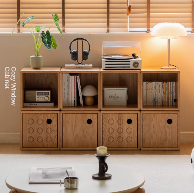 Solid Oak and Cherry Wood Bookshelf - Customizable Free Combination for Home Office, Living Room & Library Storage