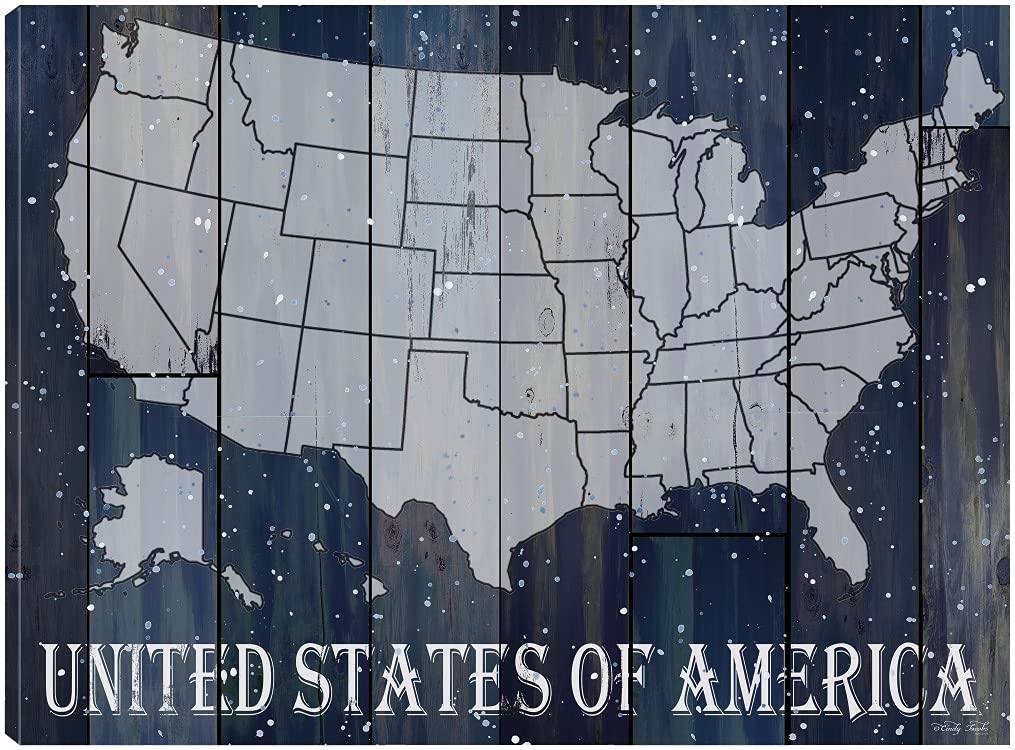 Premium Navy USA Patriotic Canvas Wall Art - Hand Painted by Artist Cindy Jacobs - 32x24 Inches - Ready to Hang - Perfect for Living Room, Bedroom, Office & Home Decor - Ideal for 4th of July, Memorial Day & American Theme Decorations
