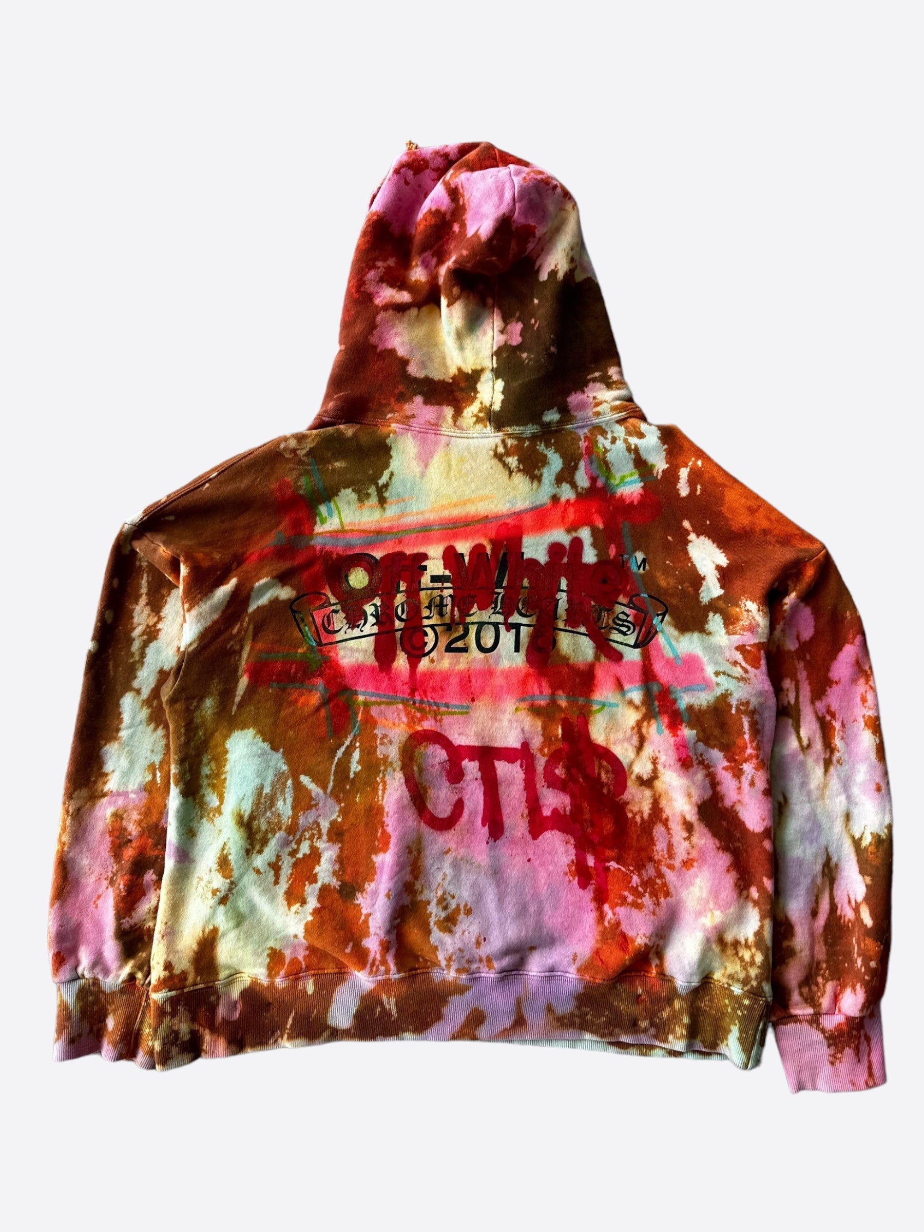 Chrome Hearts Off White CVTVLIST Orange Tie Dye Bleached Hoodie - Stylish Streetwear for Men & Women | Perfect for Casual Outfits, Music Festivals and Urban Fashion