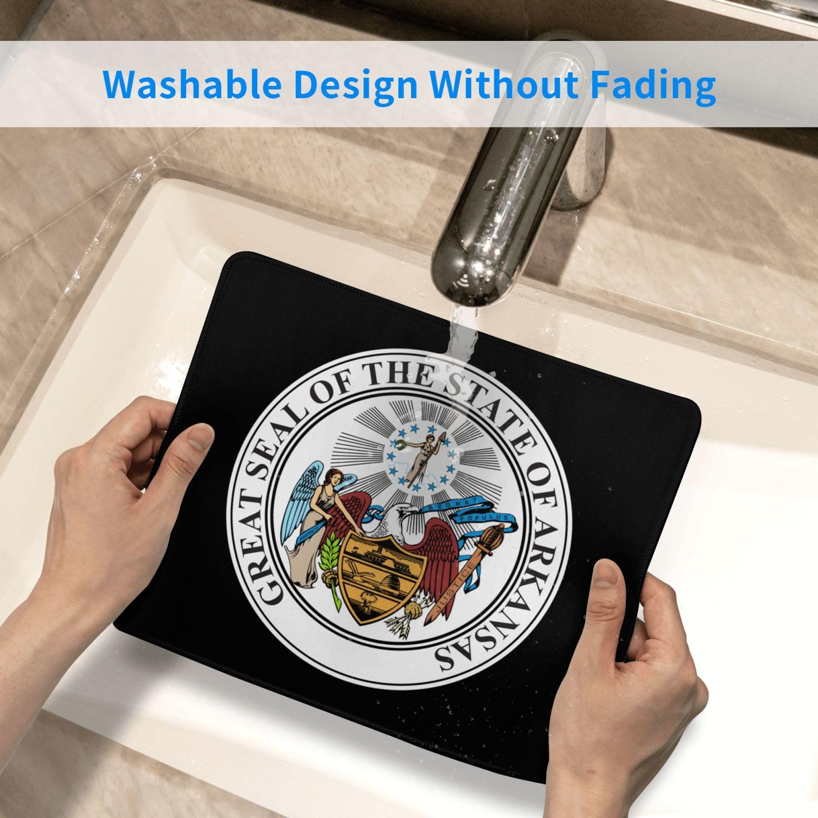 Arkansas State Seal Mouse Pad - Non-Slip Rubber Base Square Desk Mat for Office & Laptop (8.3 x 10.3 Inches) - Perfect for Home Office, Gaming Setup, and Workspace Accessories