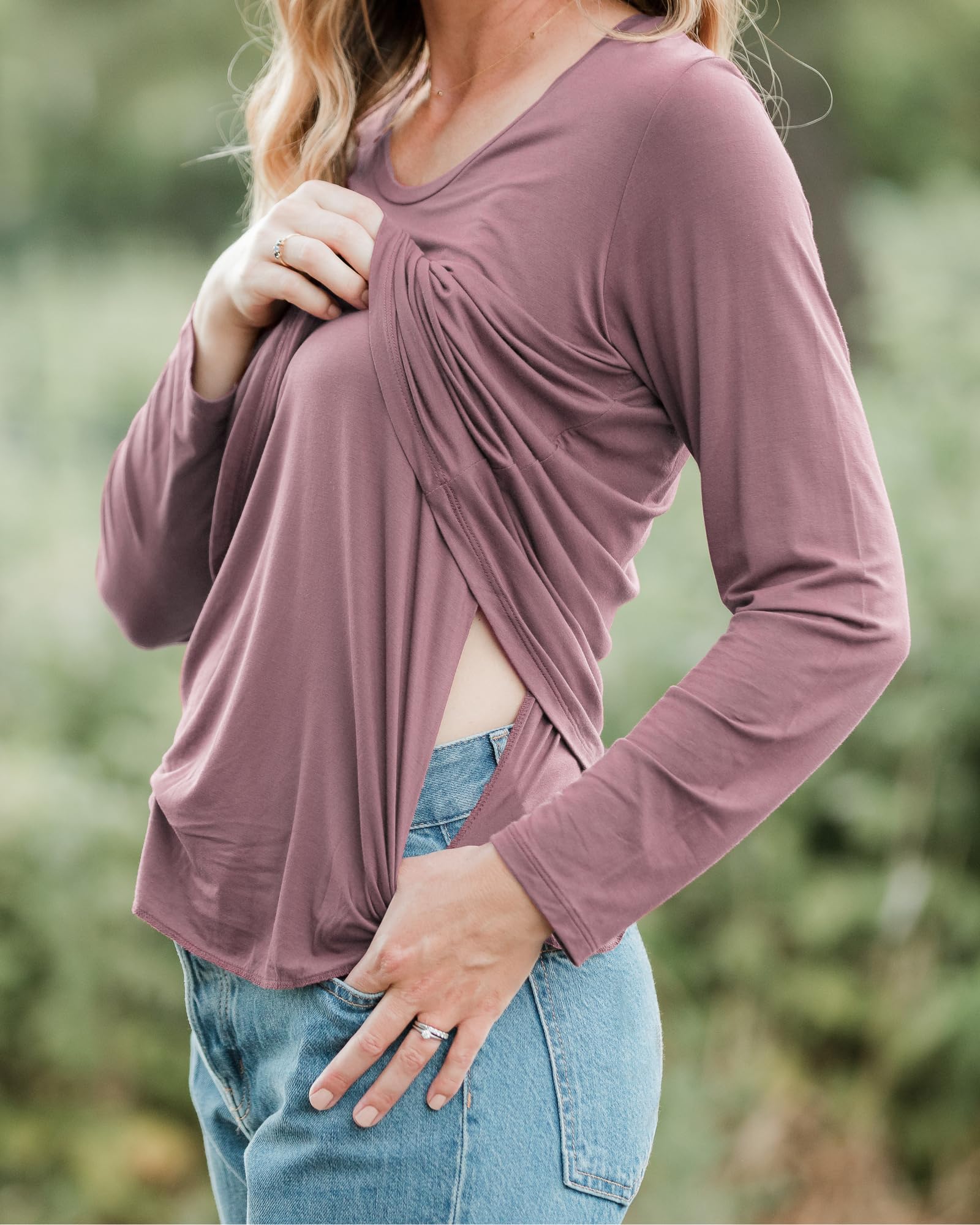 Kindred Bravely Long Sleeve Maternity & Nursing Top - Soft Breastfeeding Shirt for Comfortable Pumping & Nursing at Home or Work | Perfect for Pregnancy & Postpartum