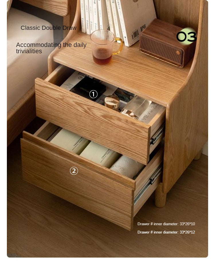 Solid Oak Wood Nightstand - Modern Bedside Table with Drawer for Bedroom, Living Room, or Guest Room - Durable & Stylish Furniture for Home Decor