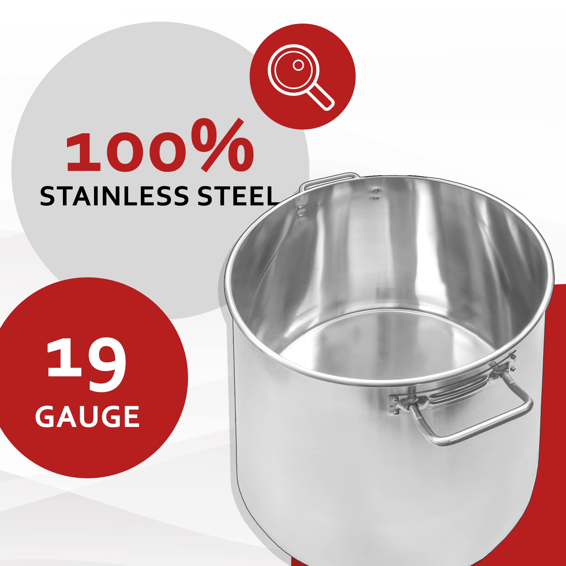 50 Quart Stainless Steel Stock Pot - Heavy Duty Commercial Cooking Pot for Soups, Stews & Pasta - Restaurant & Home Kitchen Use