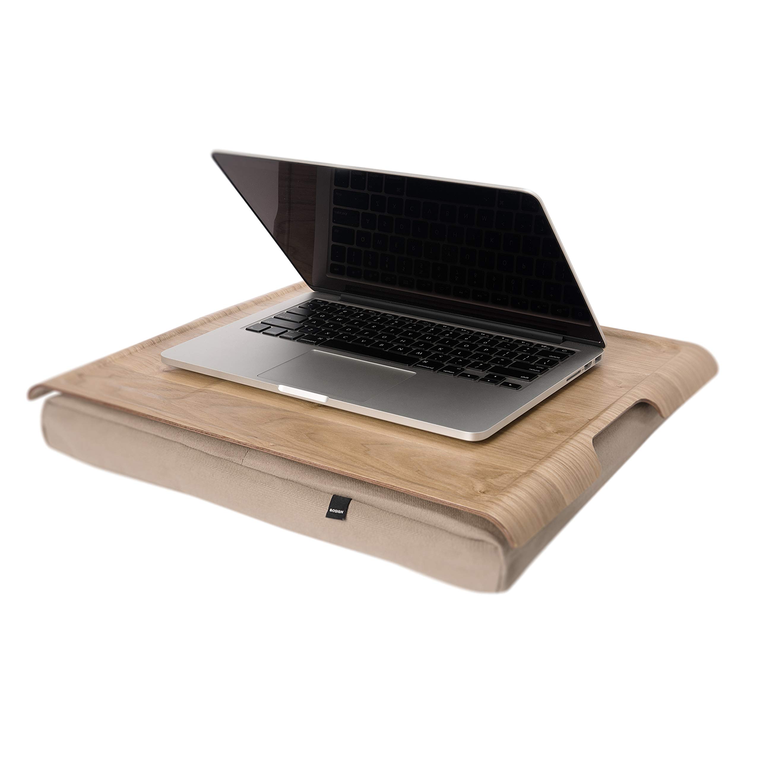 Premium Natural Wood Lap Tray with Soft Cushion - Handcrafted Wooden Breakfast Tray for Sofa, Bed & Couch - Perfect for Breakfast in Bed, Laptop Work & Cozy Reading
