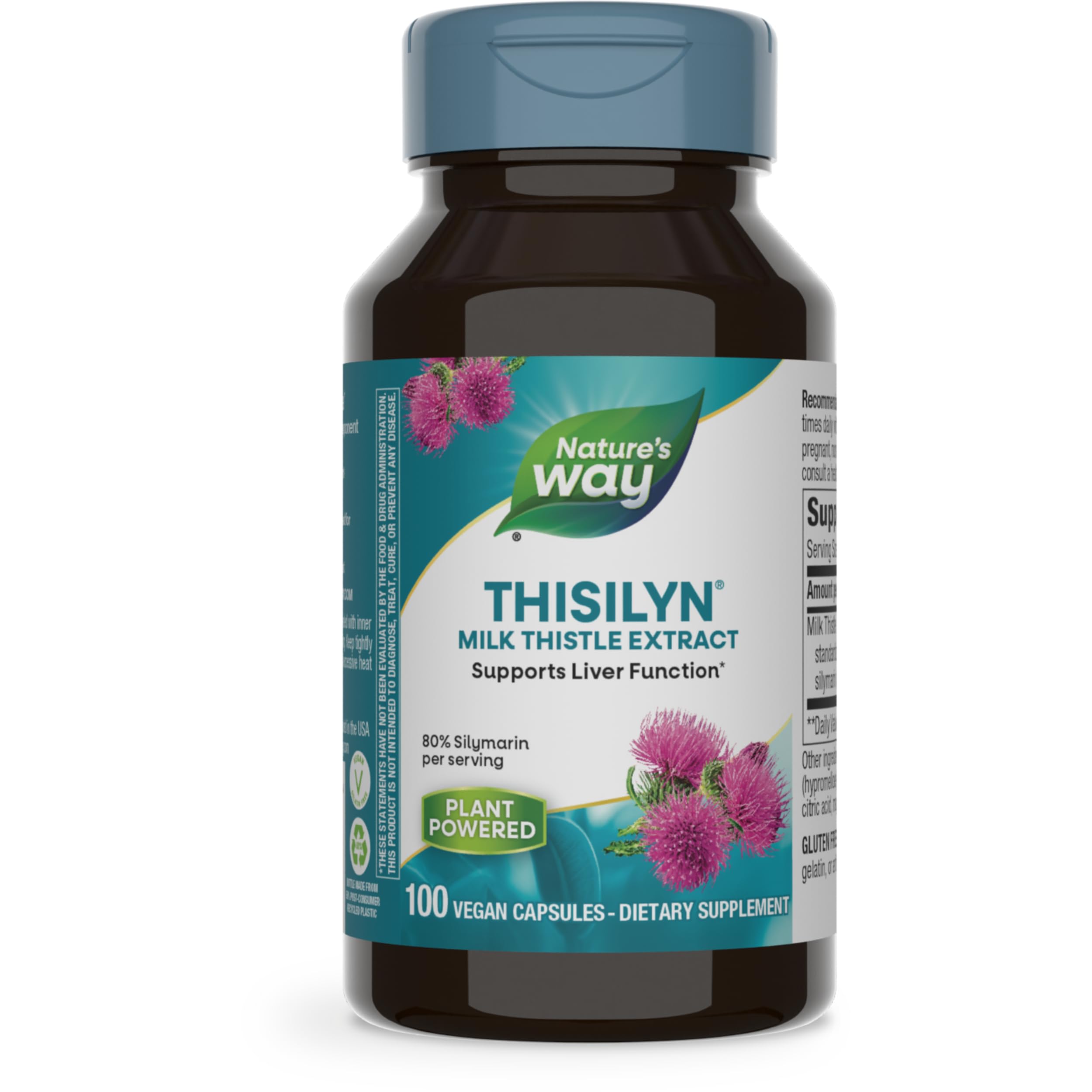 Nature's Way Thisilyn Standardized Milk Thistle Extract 100 Capsules - Liver Support Supplement with Silymarin, Vegan Formula (Packaging May Vary) - Detox & Liver Health for Daily Wellness