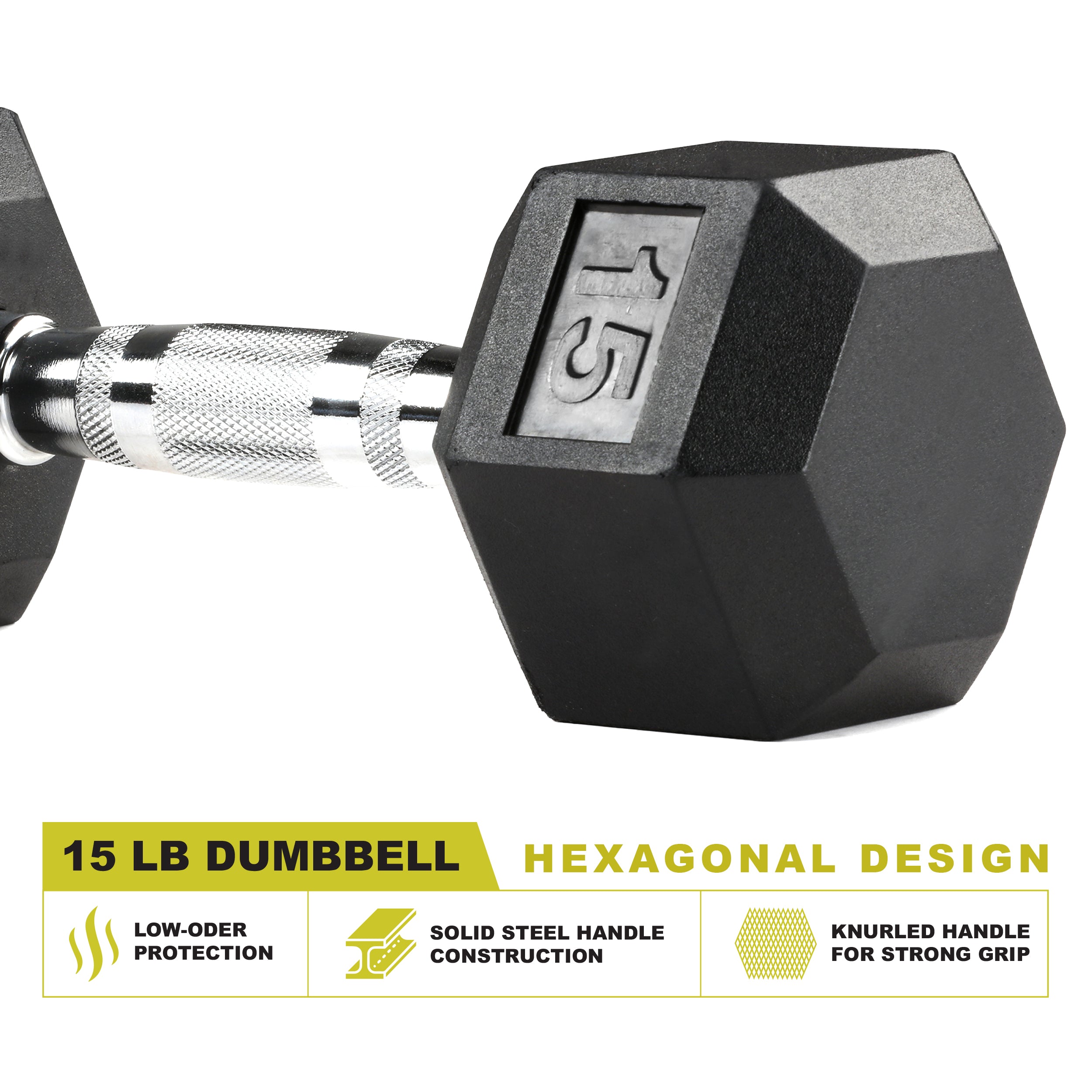 PRCTZ Rubber Encased Hex Dumbbell Set (Pair) - 5 to 40 lbs Weight Options for Home Gym, Strength Training & CrossFit Workouts | Non-Slip Grip & Durable Rubber Coating