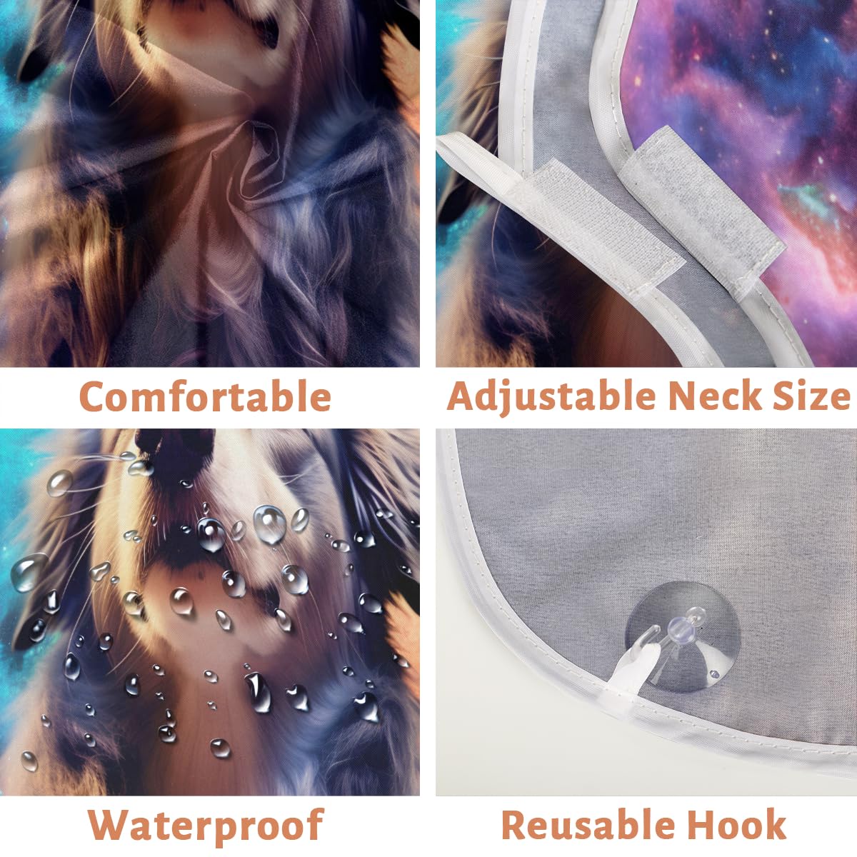 **Men's Galaxy Beard Shaving Bib - Cute Dog Print Barber Cape for Hair Dye, Makeup & Grooming - Sink Hair Catcher & Beard Trimming Accessory - Perfect Gift for Barbers, Stylists & Pet Lovers**    *(Use: Ideal for home grooming, salon use, pet haircuts, or as a fun gift for beard enthusiasts!)*